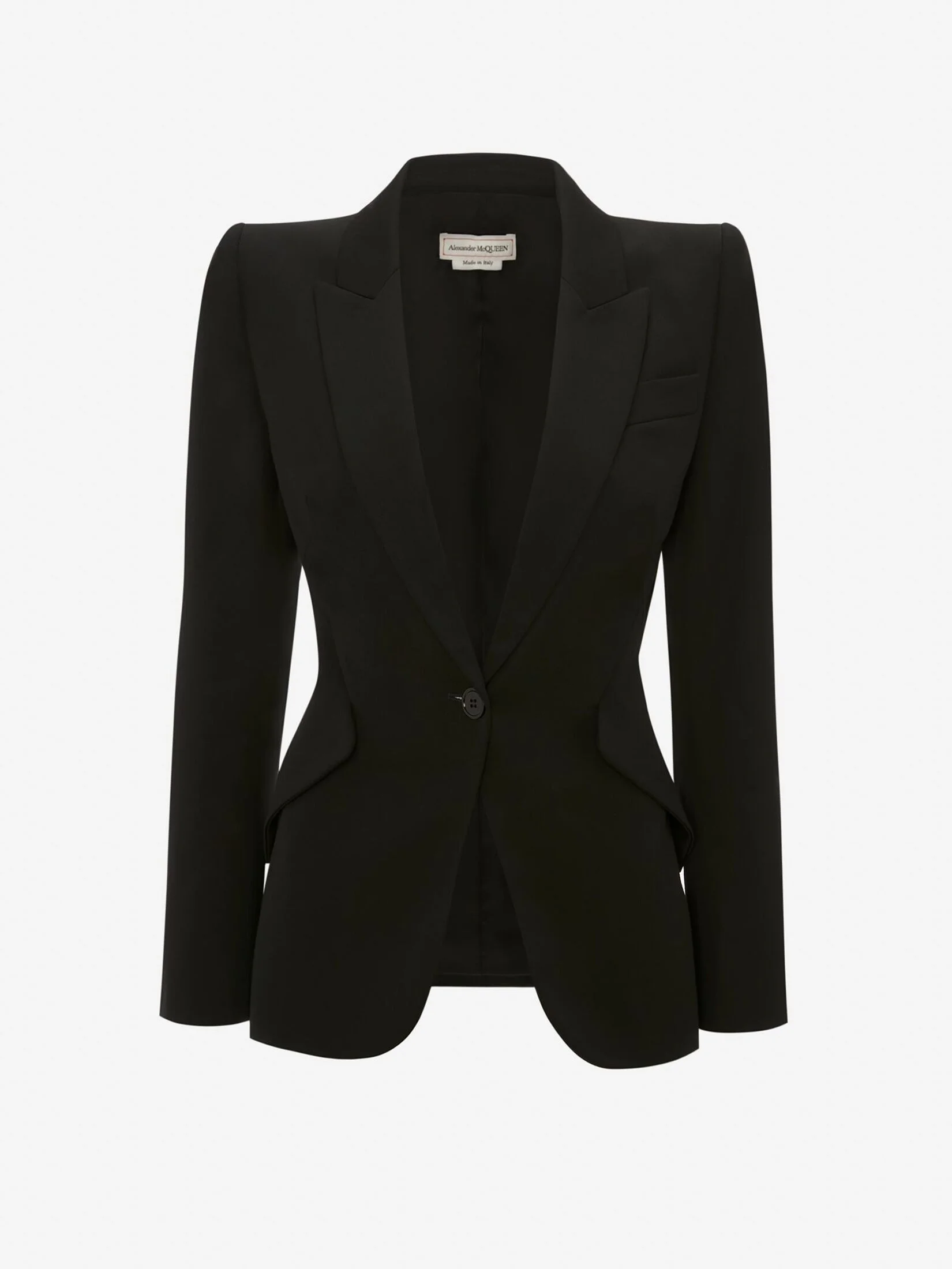Women's Peak Shoulder Leaf Crepe Jacket in Black - 1