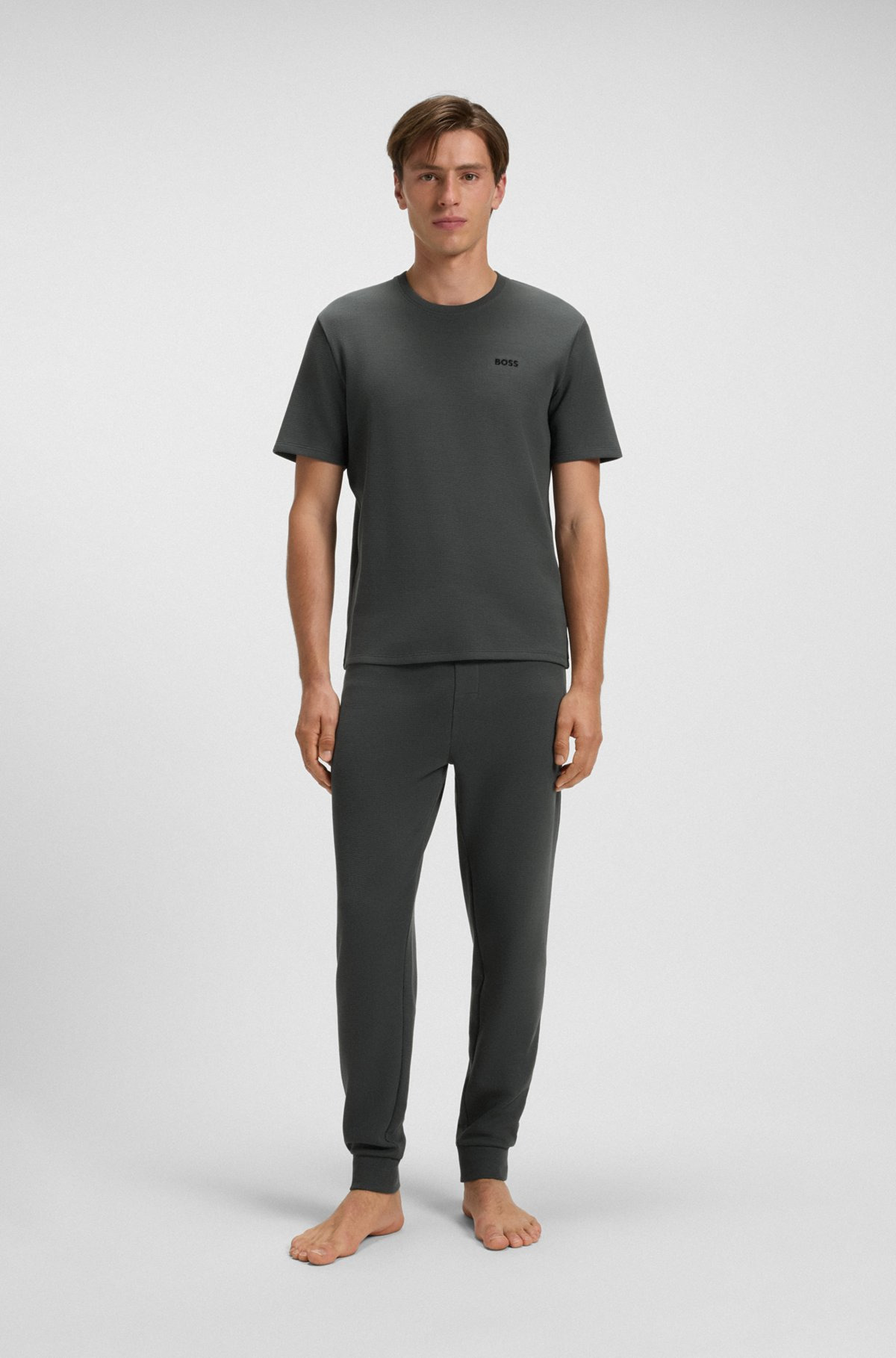 COTTON-BLEND PYJAMA T-SHIRT WITH EMBROIDERED LOGO - 3
