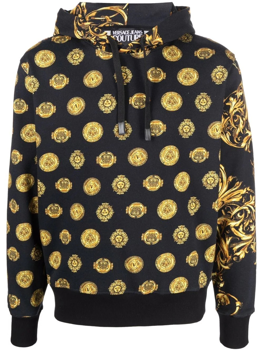 V-Emblem Regalia Baroque-print long-sleeve hoodie - 1