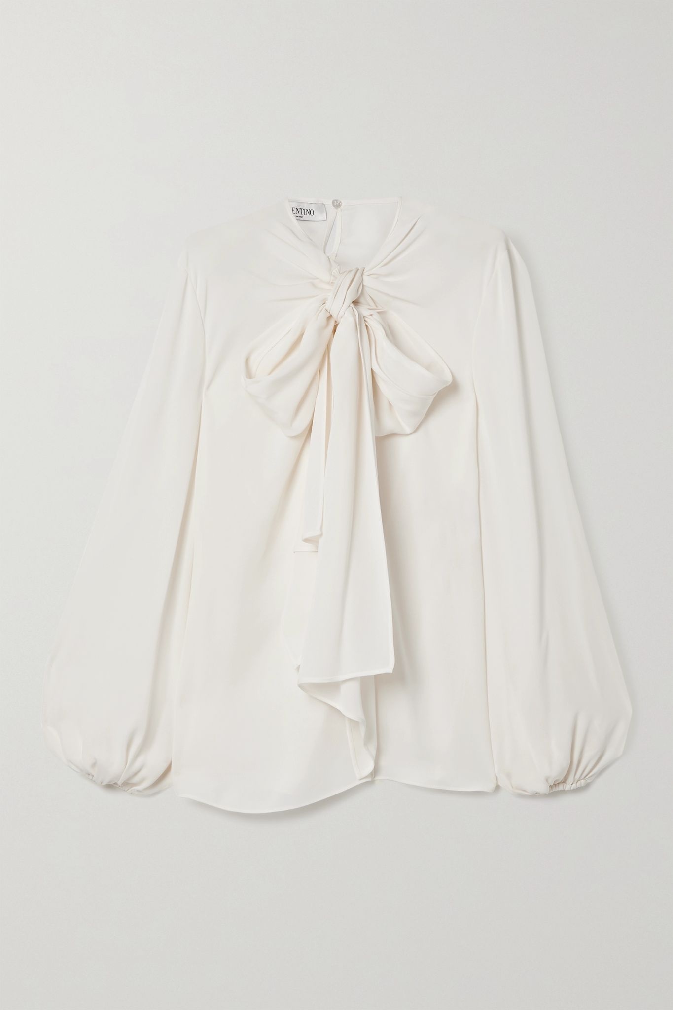 Tie-neck silk-crepe blouse - 1