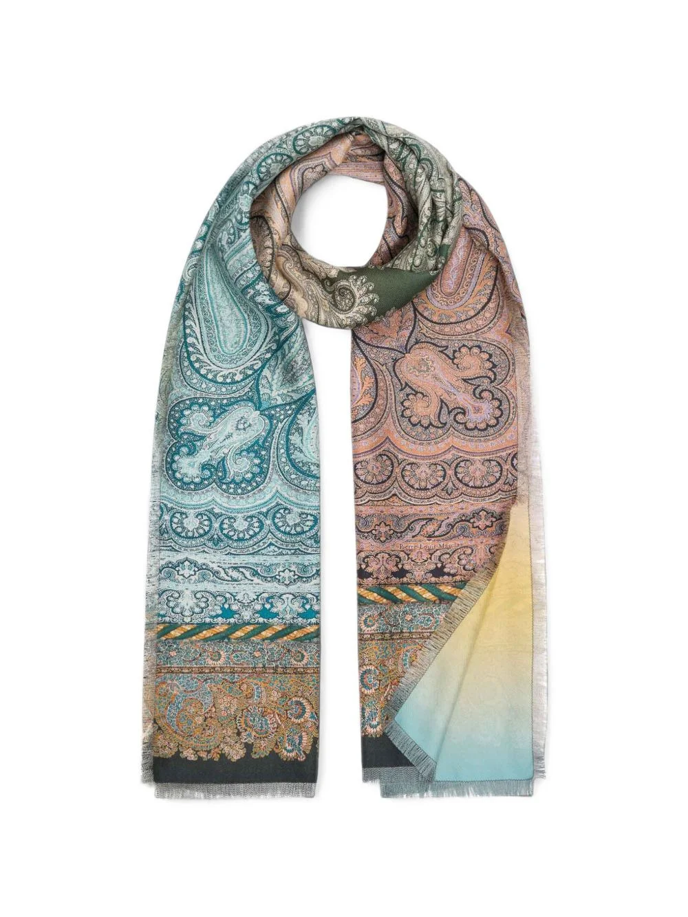 Fancy paisley-print fringed scarf - 1