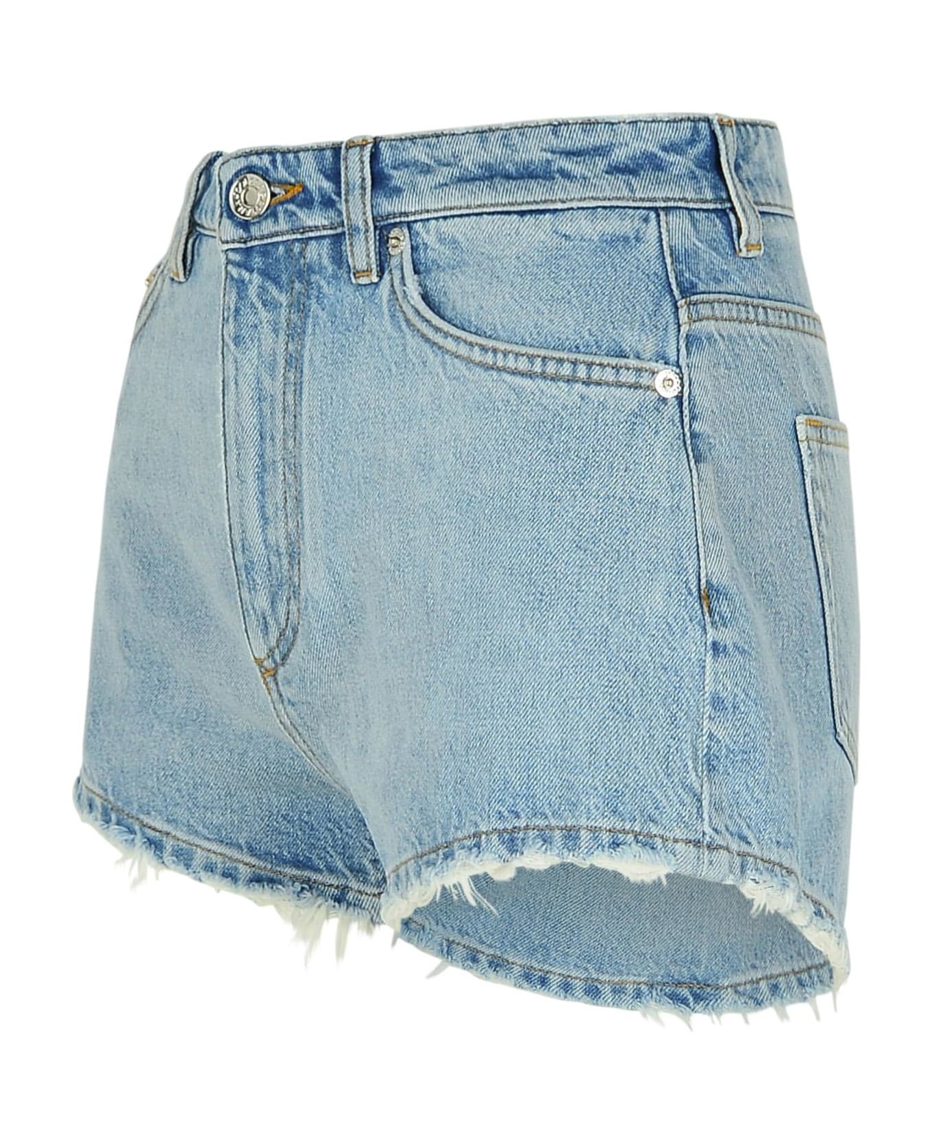 Light Blue Cotton Shorts - 2