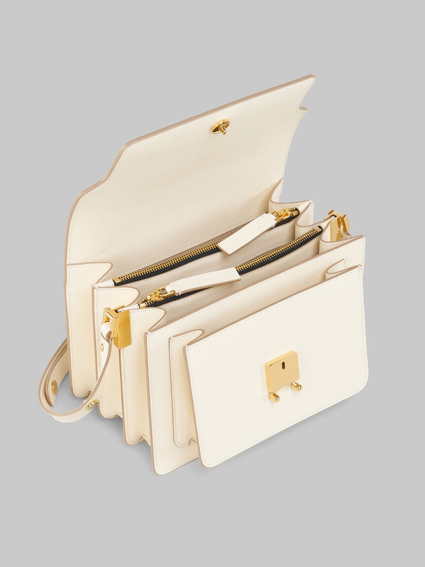 CREAM SAFFIANO LEATHER MEDIUM TRUNK BAG - 4