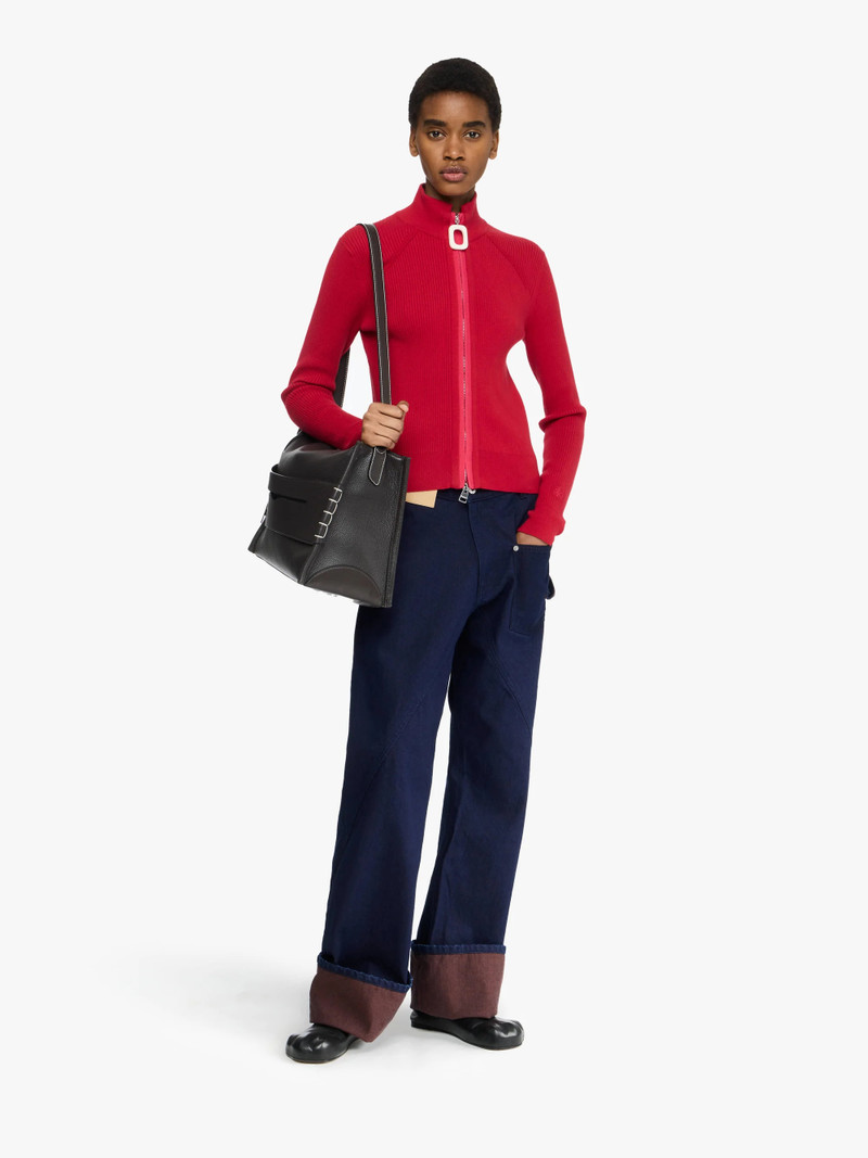 JW Anderson FITTED ZIP UP CARDIGAN - CRIMSON RED outlook