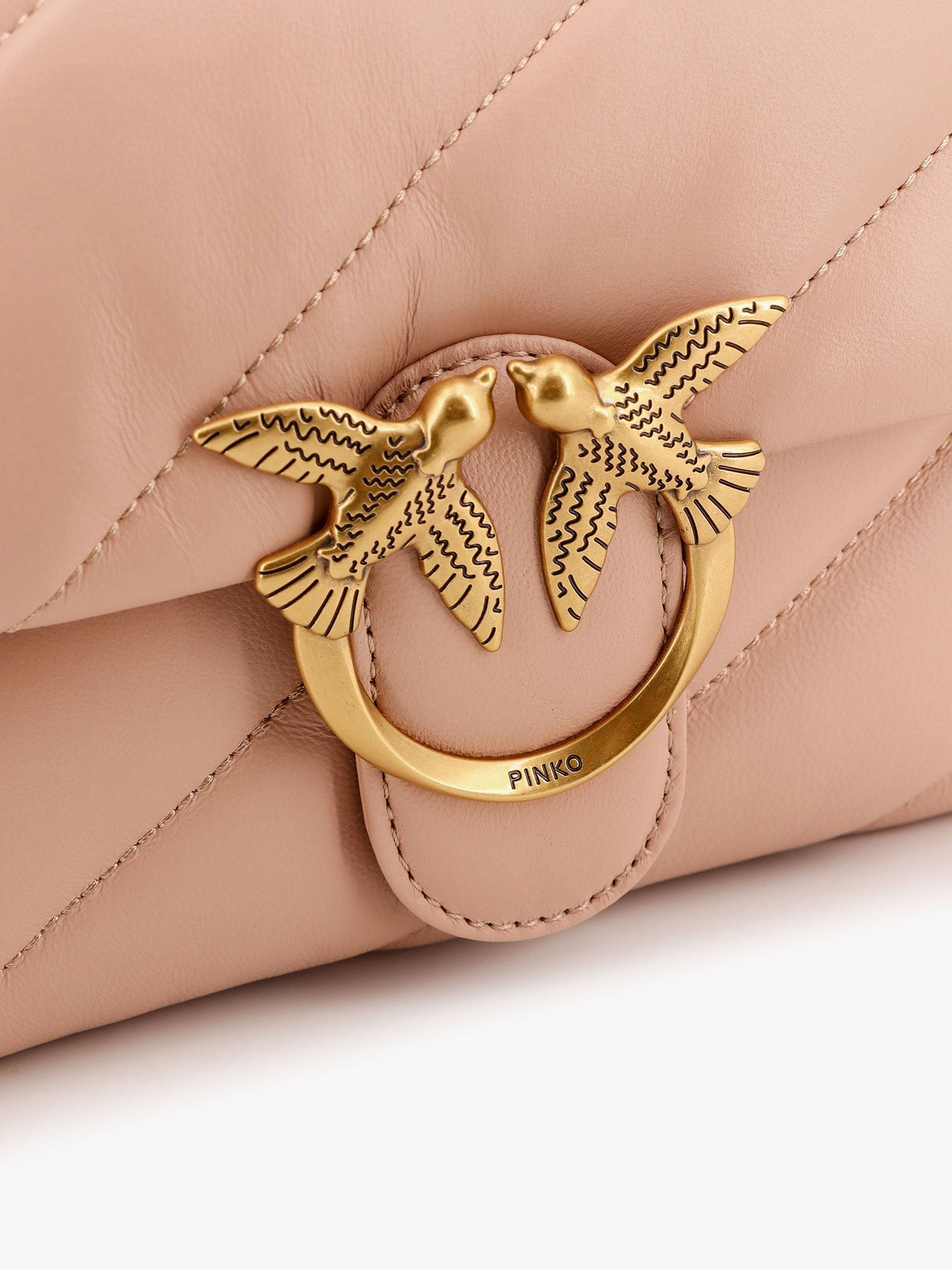 Pinko Matelassã© Leather Shoulder Bag With Iconic Love Birds Buckle - 5