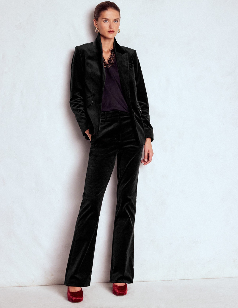 Fitted Velvet Flare Pants-Black 6