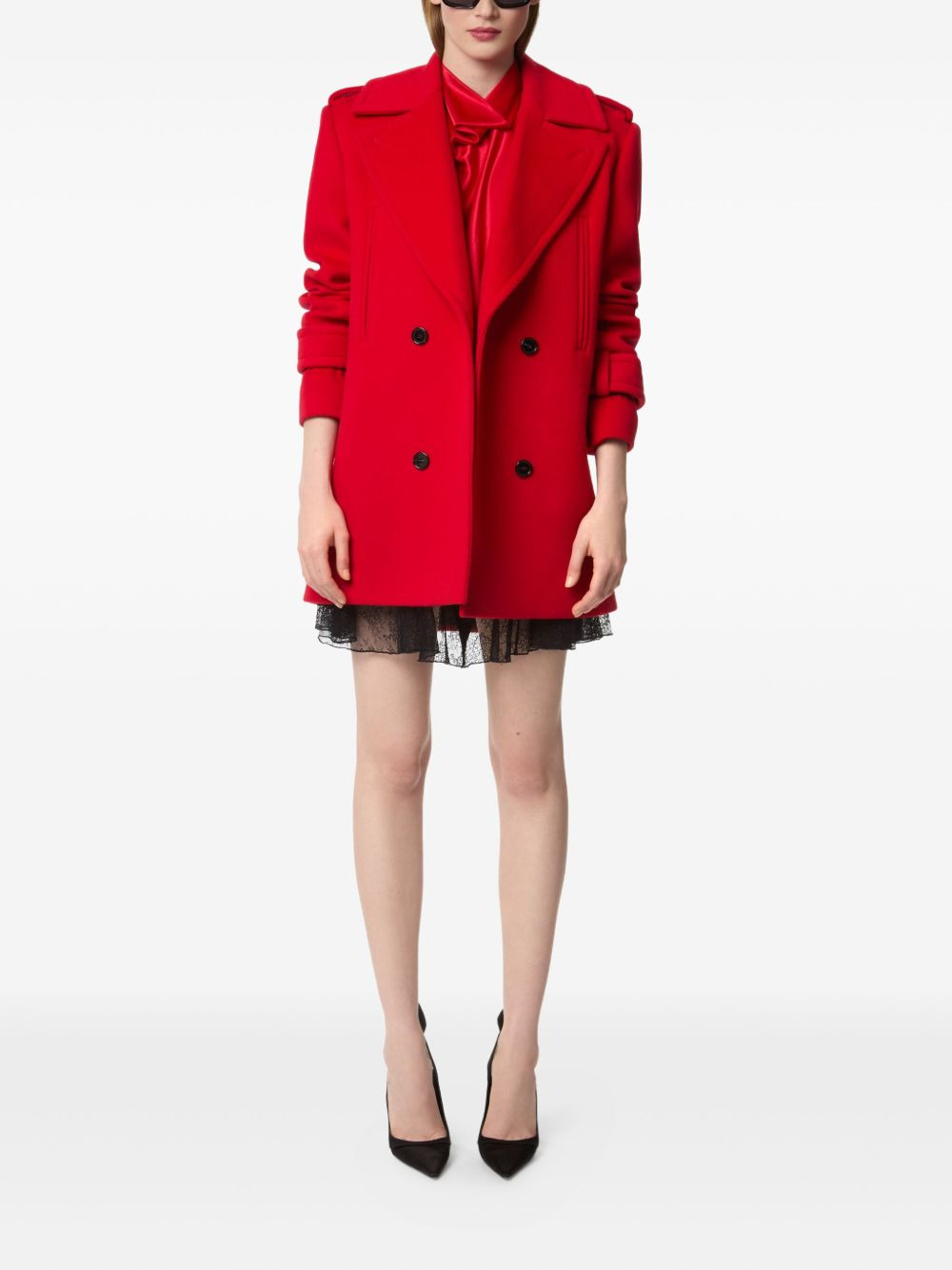 double-breasted wool coat - 2