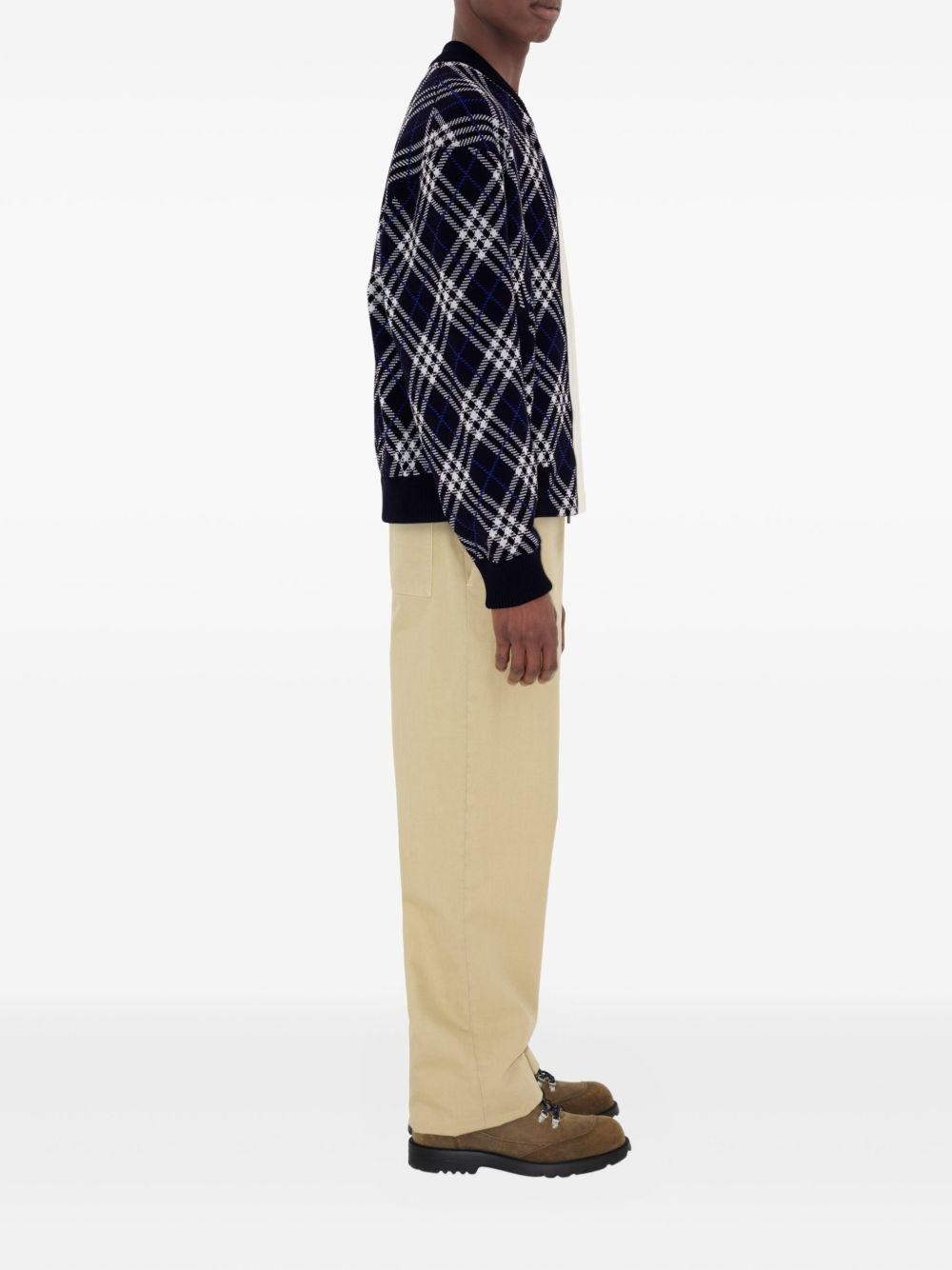 checked zip-up sweatshirt - 3
