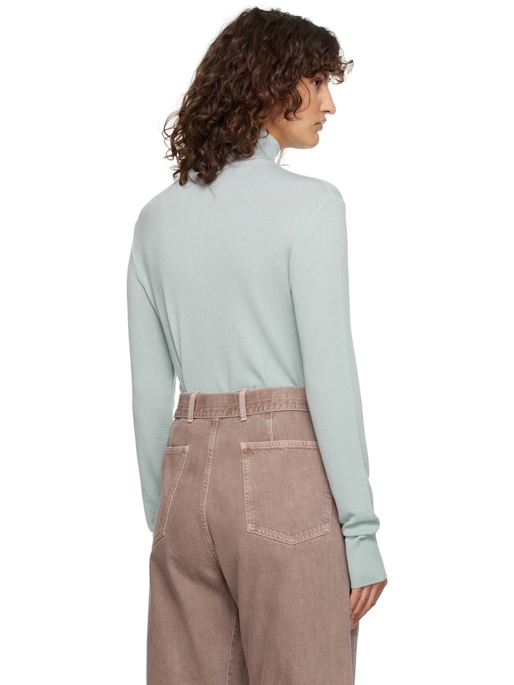Blue Seamless Turtle Neck Sweater - 3