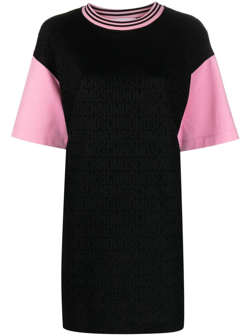 logo-jacquard panelled minidress 1
