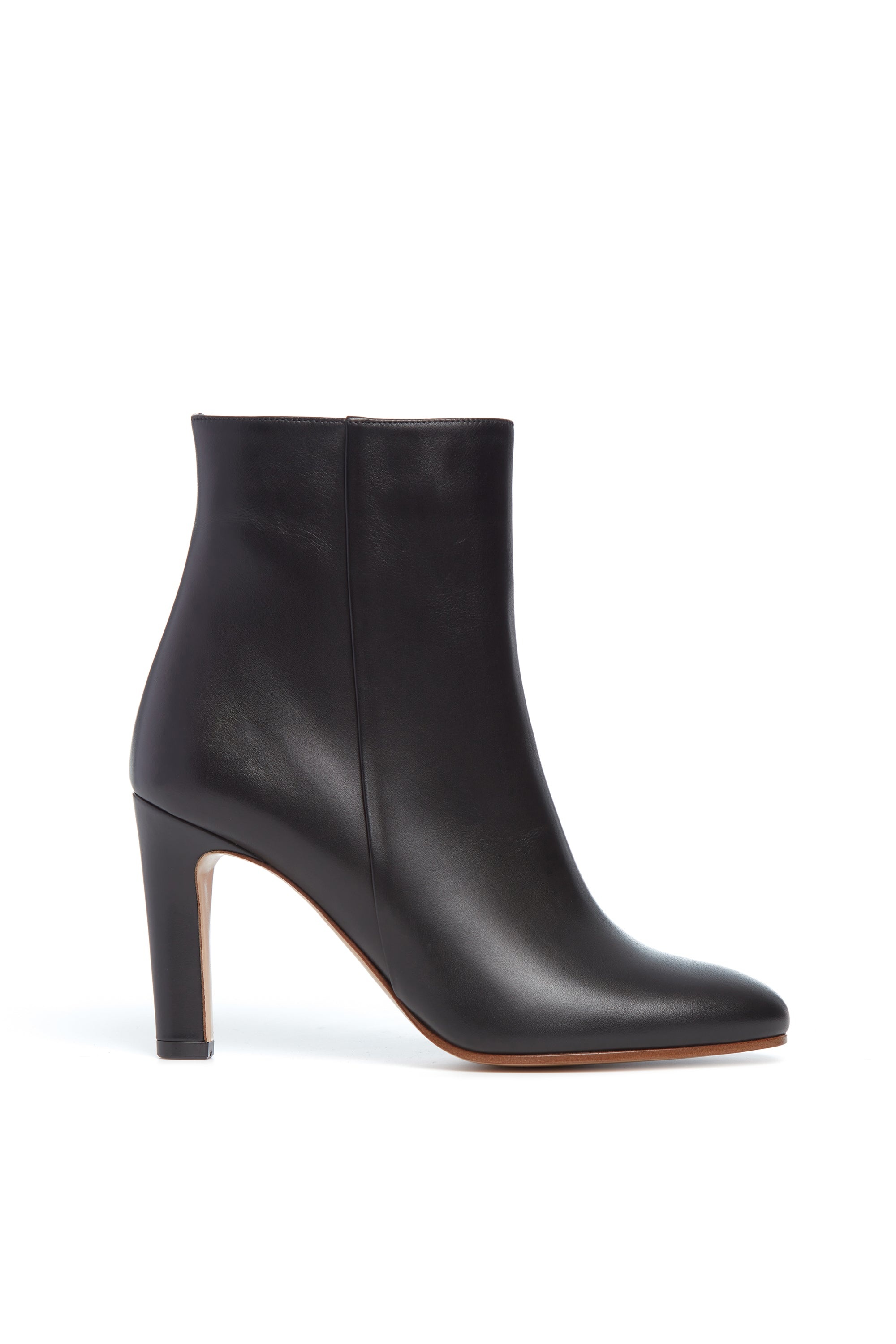 Lila Block Heel Ankle Boot in Black Leather - 1