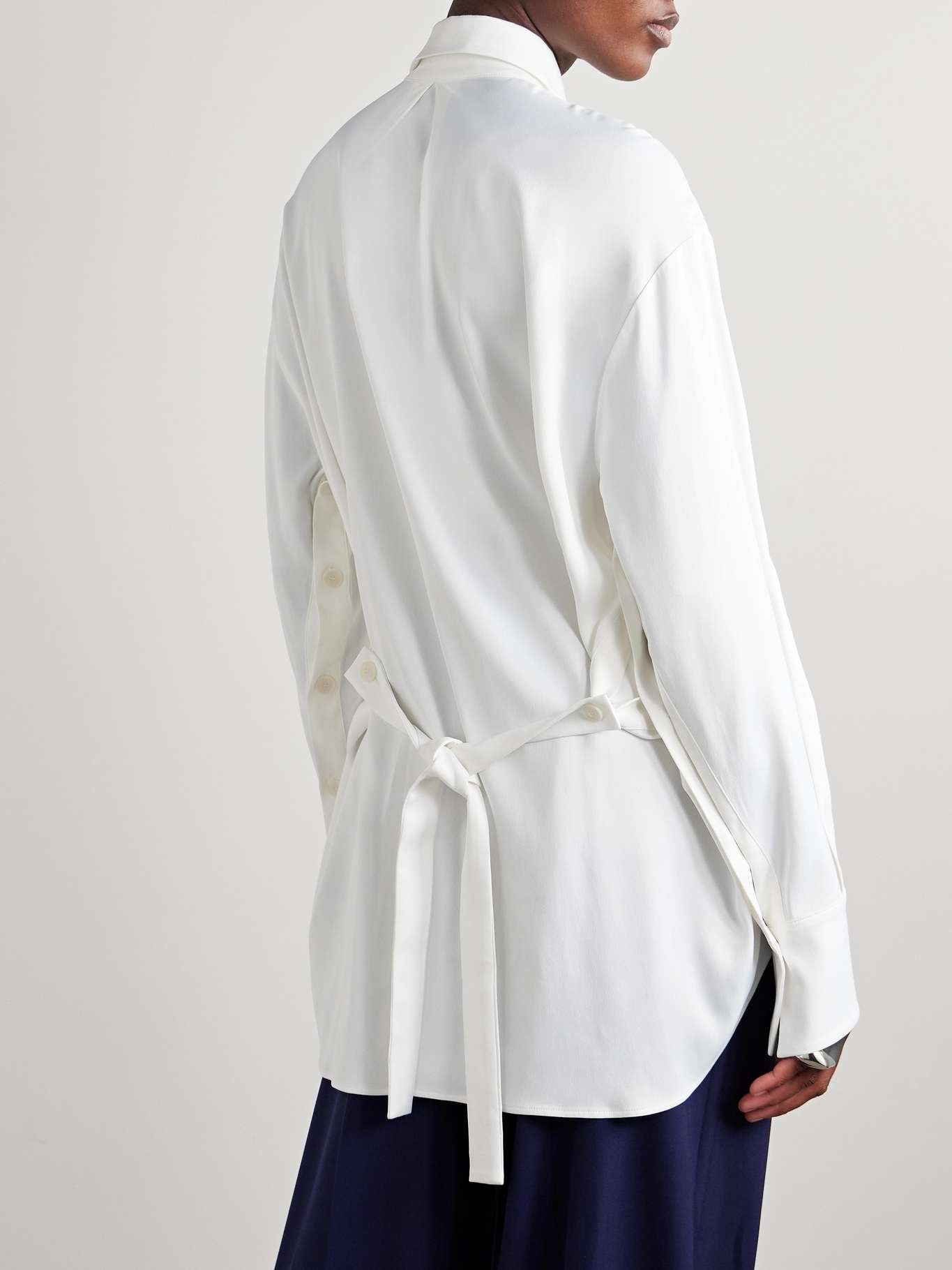 Satin-crepe shirt Off-white - 4