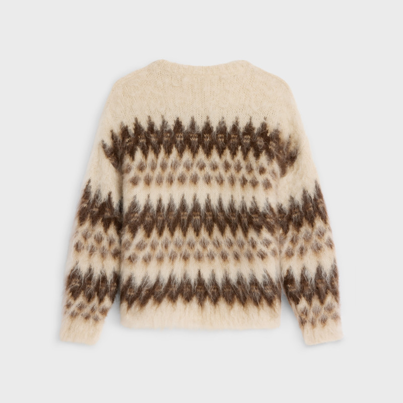 CELINE crew neck sweater in fair isle mohair outlook