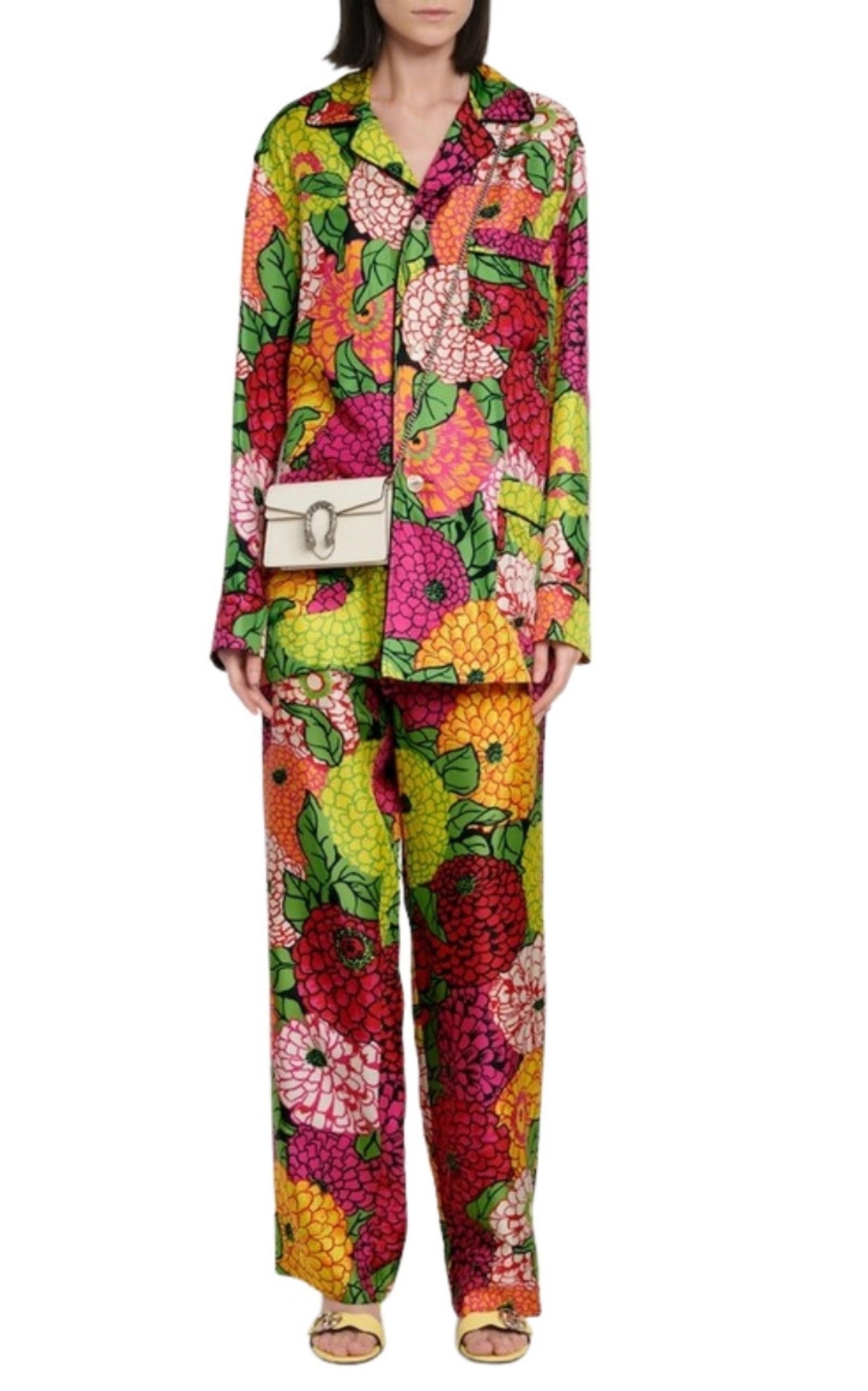 x Ken Scott Floral Silk Straight Pants - 2