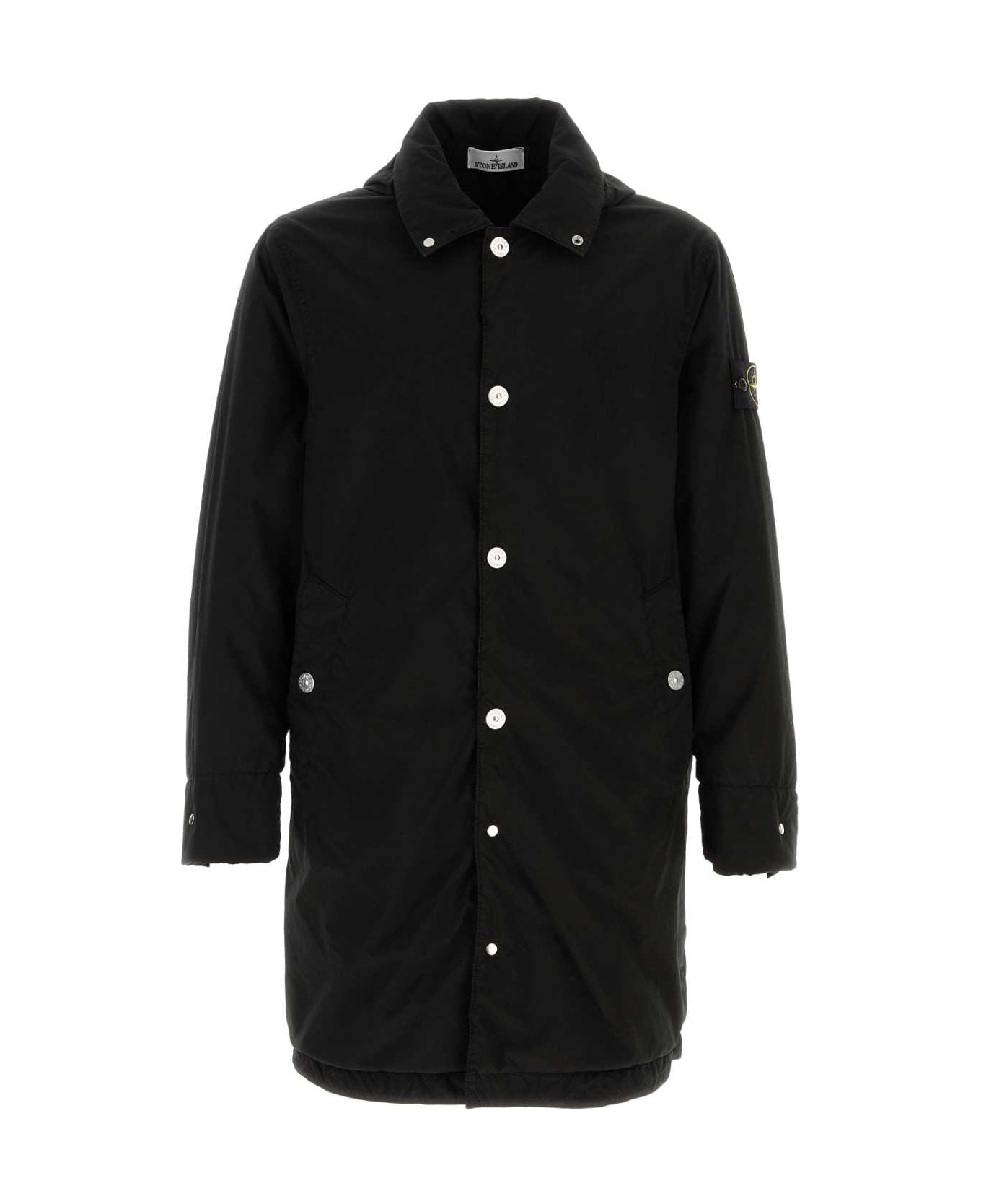 Black Stretch Polyester Jacket - 1