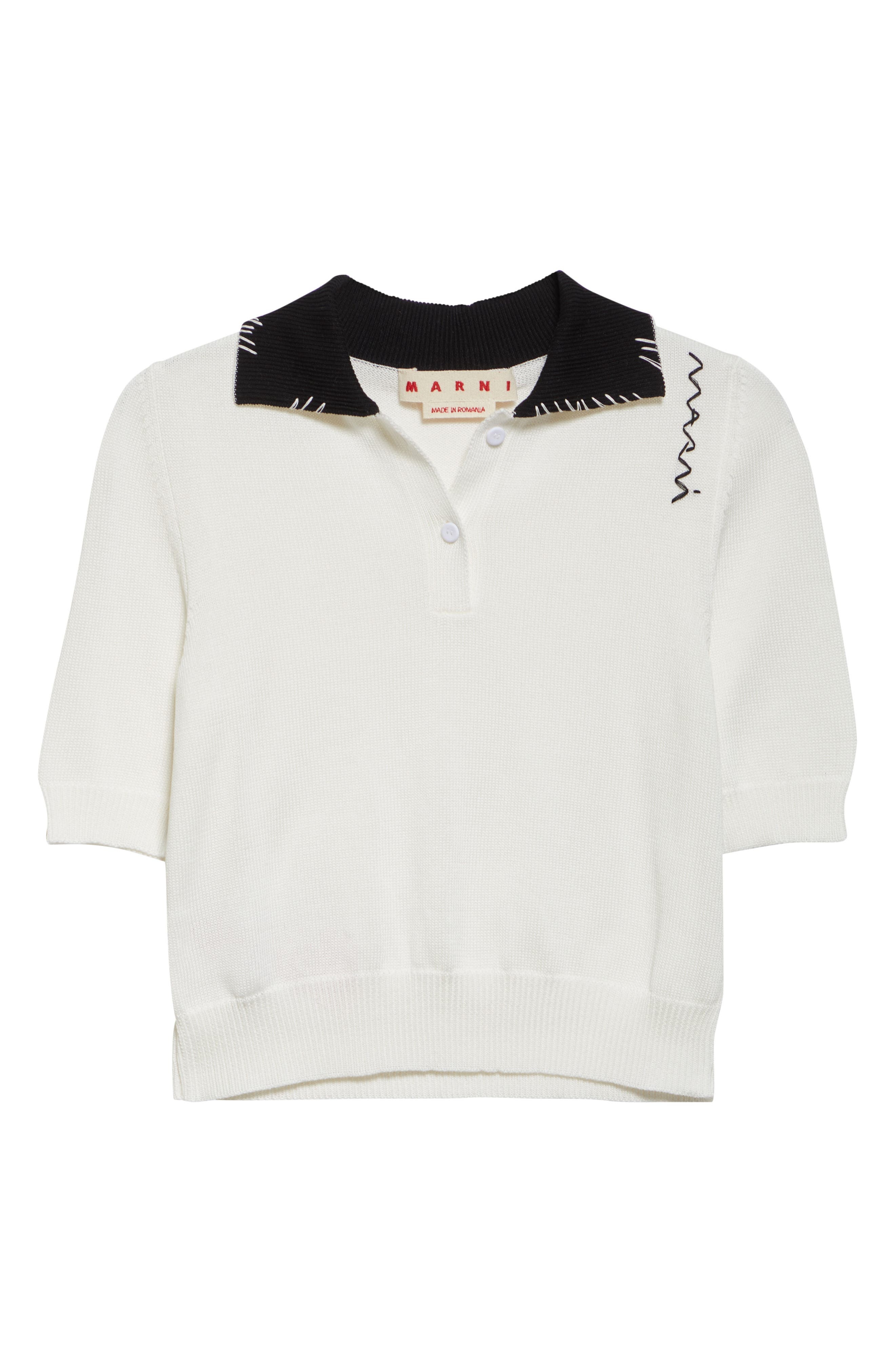 Marni Embroidered Logo Polo in Natural White at Nordstrom - 6