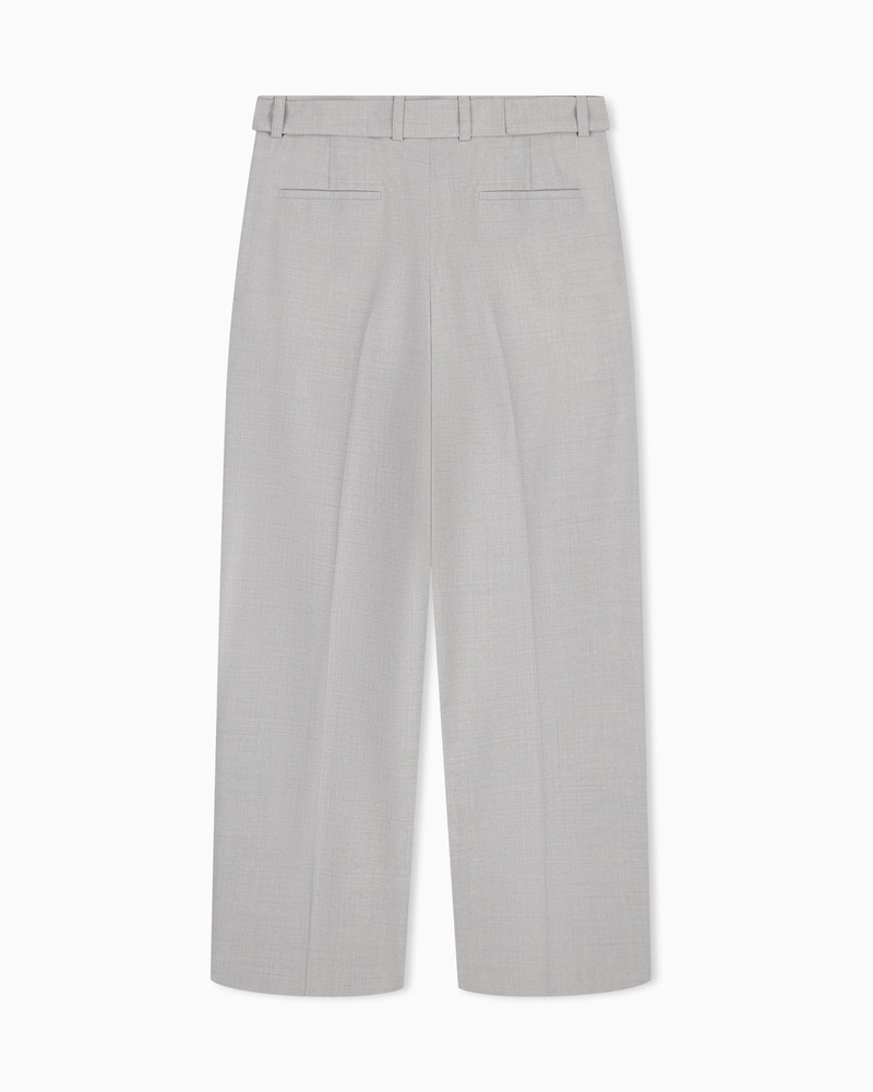 TROUSERS WITH PLEATS AND BELT IN STRETCH WOOL CANVAS 3