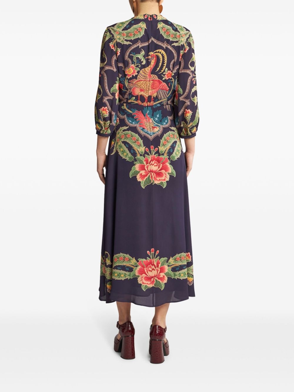 floral-print crepe-de-chine dress - 3