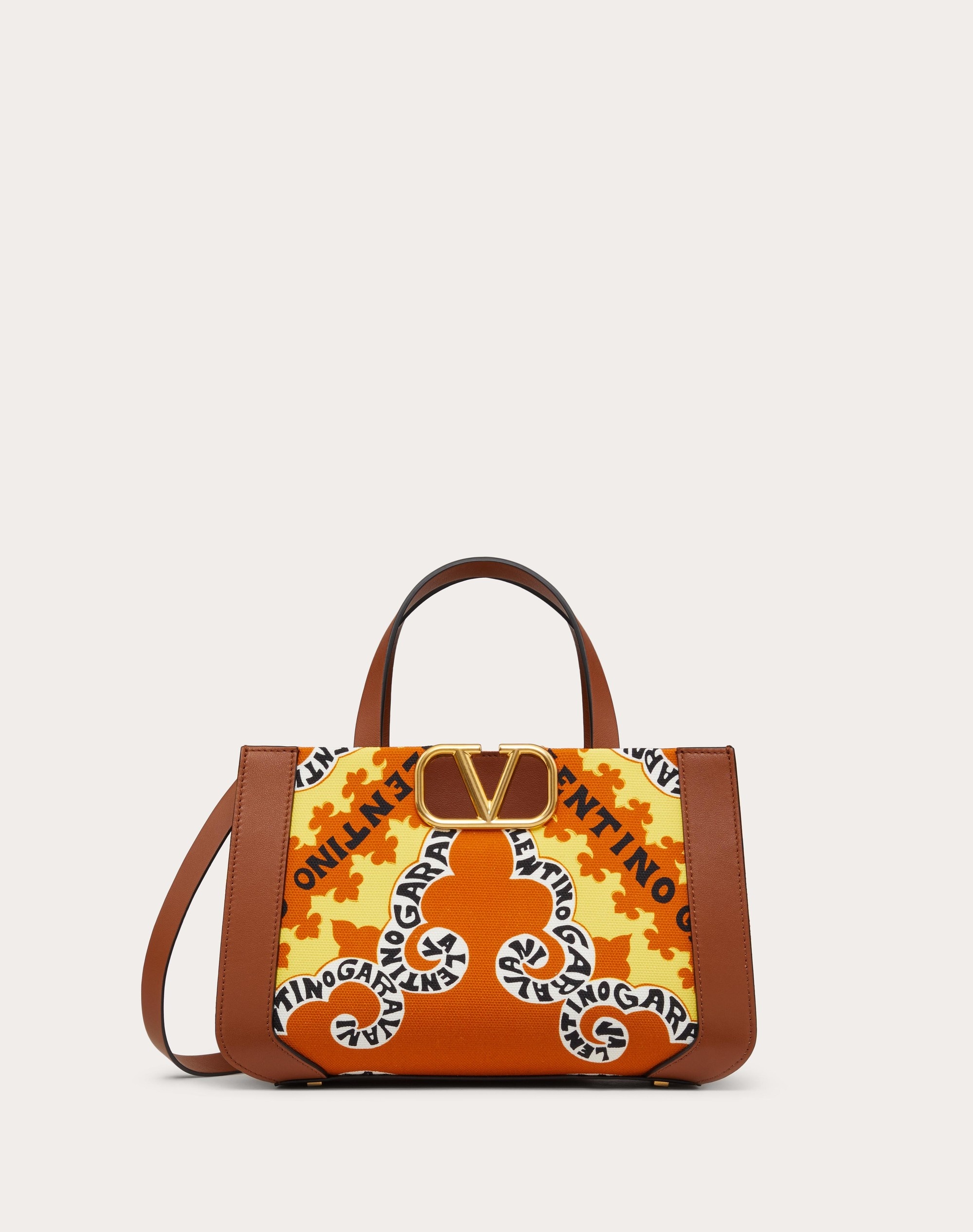 CANVAS VLOGO SIGNATURE HANDBAG WITH MINI BANDANA PRINT - 1