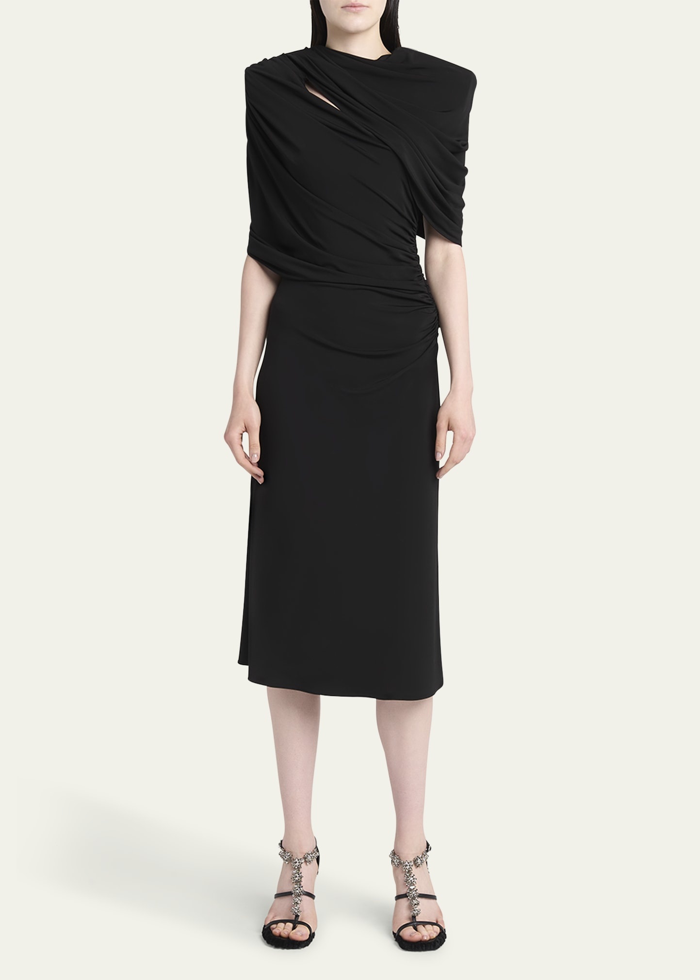 Draped Cape Midi Dress - 2