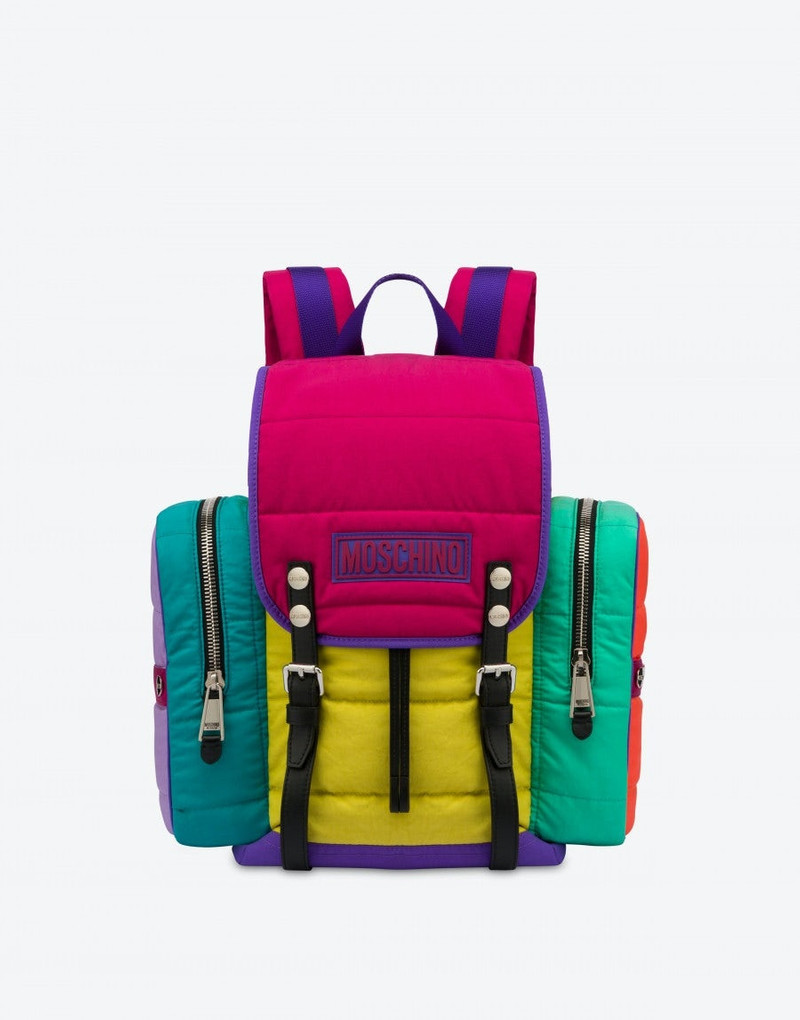 COLOUR-BLOCK PADDED NYLON BACKPACK 1