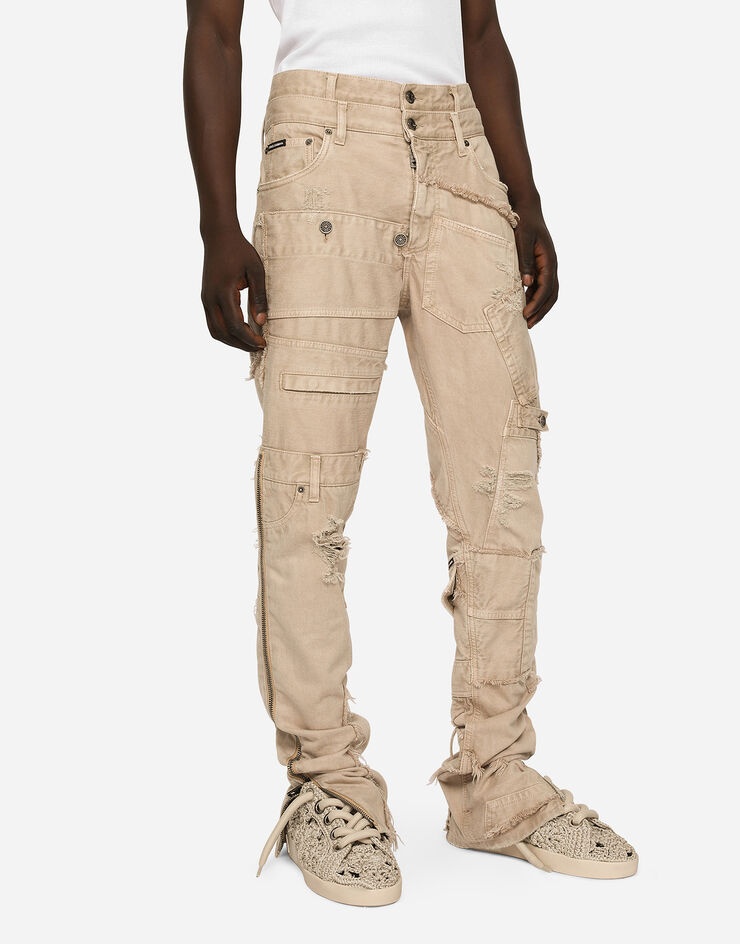 Overdyed patchwork denim jeans - 4