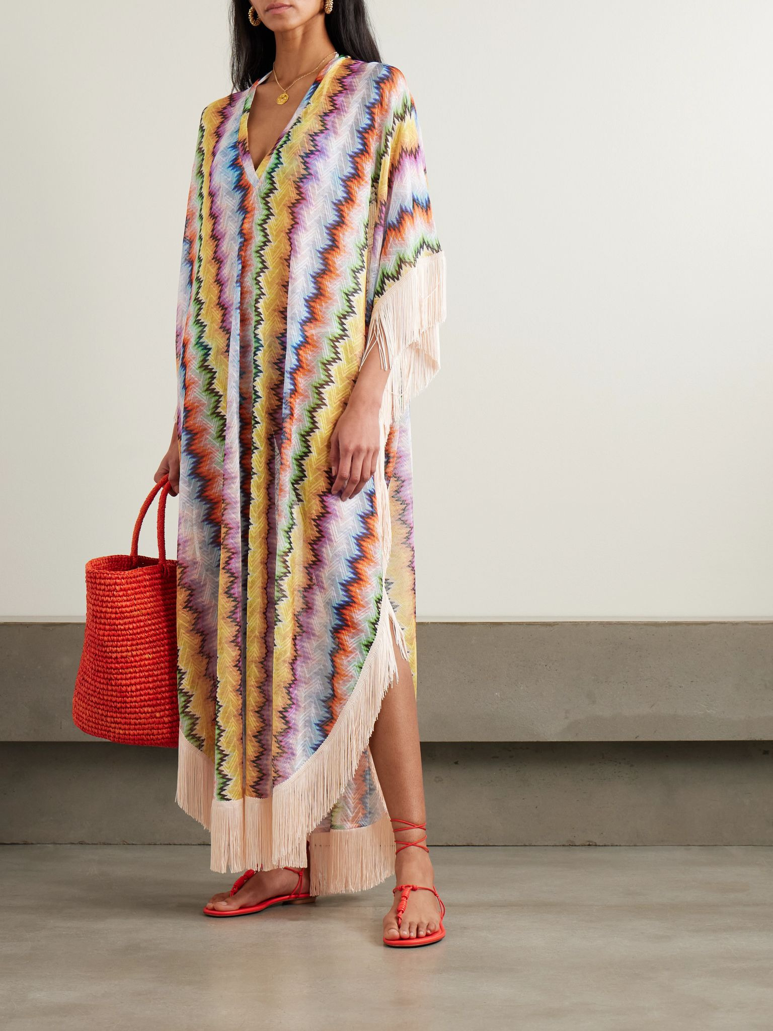 Mare fringed dégradé stripes crochet-knit kaftan Multi - 2