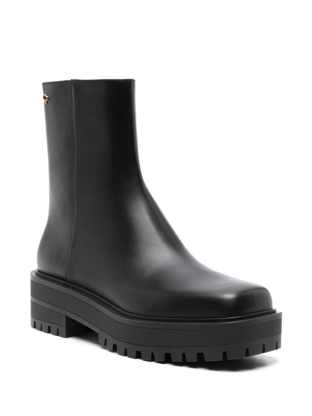 square-toe leather boots - 2