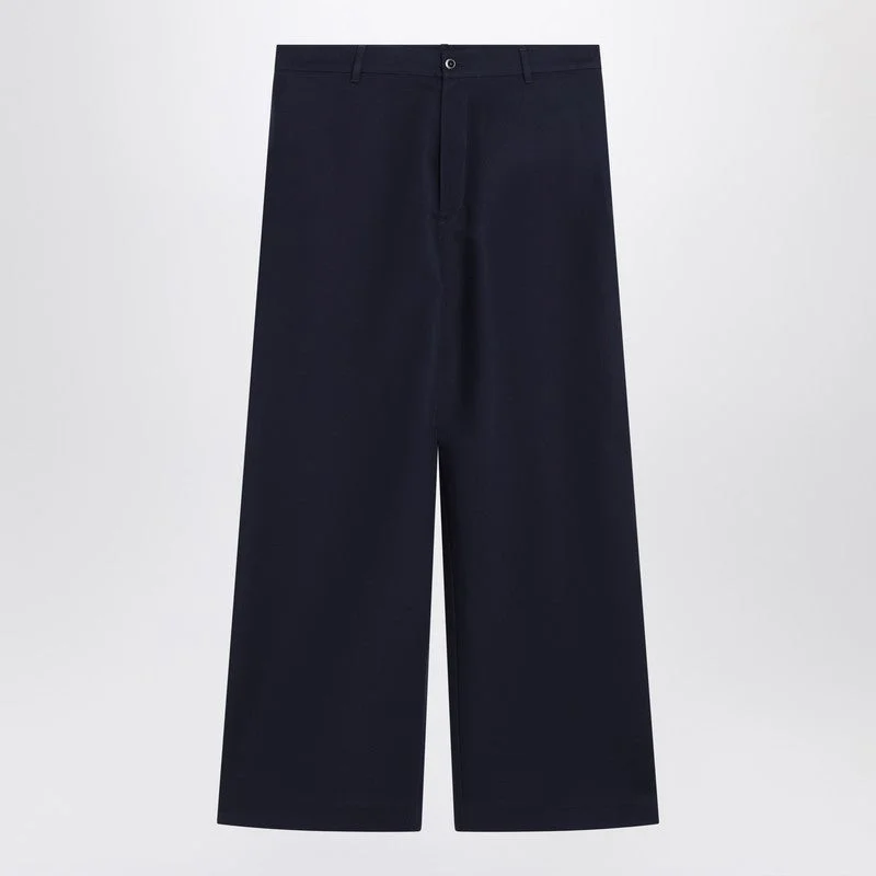 Acne Studios Navy Blue Satin Trousers Men - 1