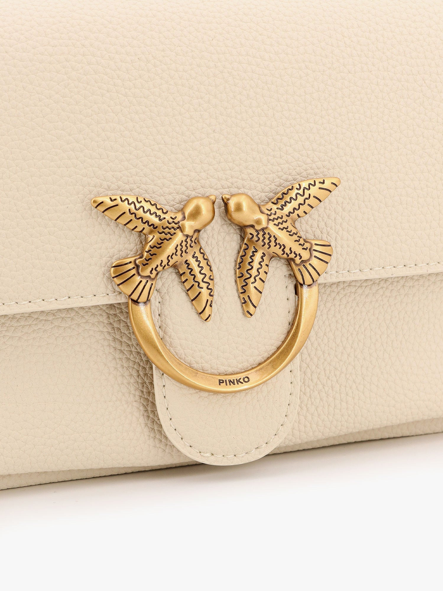 Pinko Leather Shoulder Bag With Metal Love Birds Buckle - 5