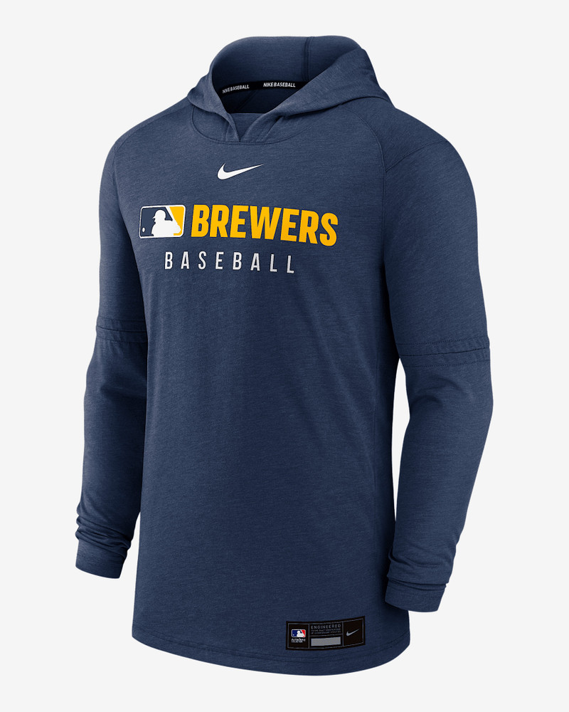Milwaukee Brewers Authentic Collection Men's Nike Dri-FIT MLB Pullover Hoodie 1