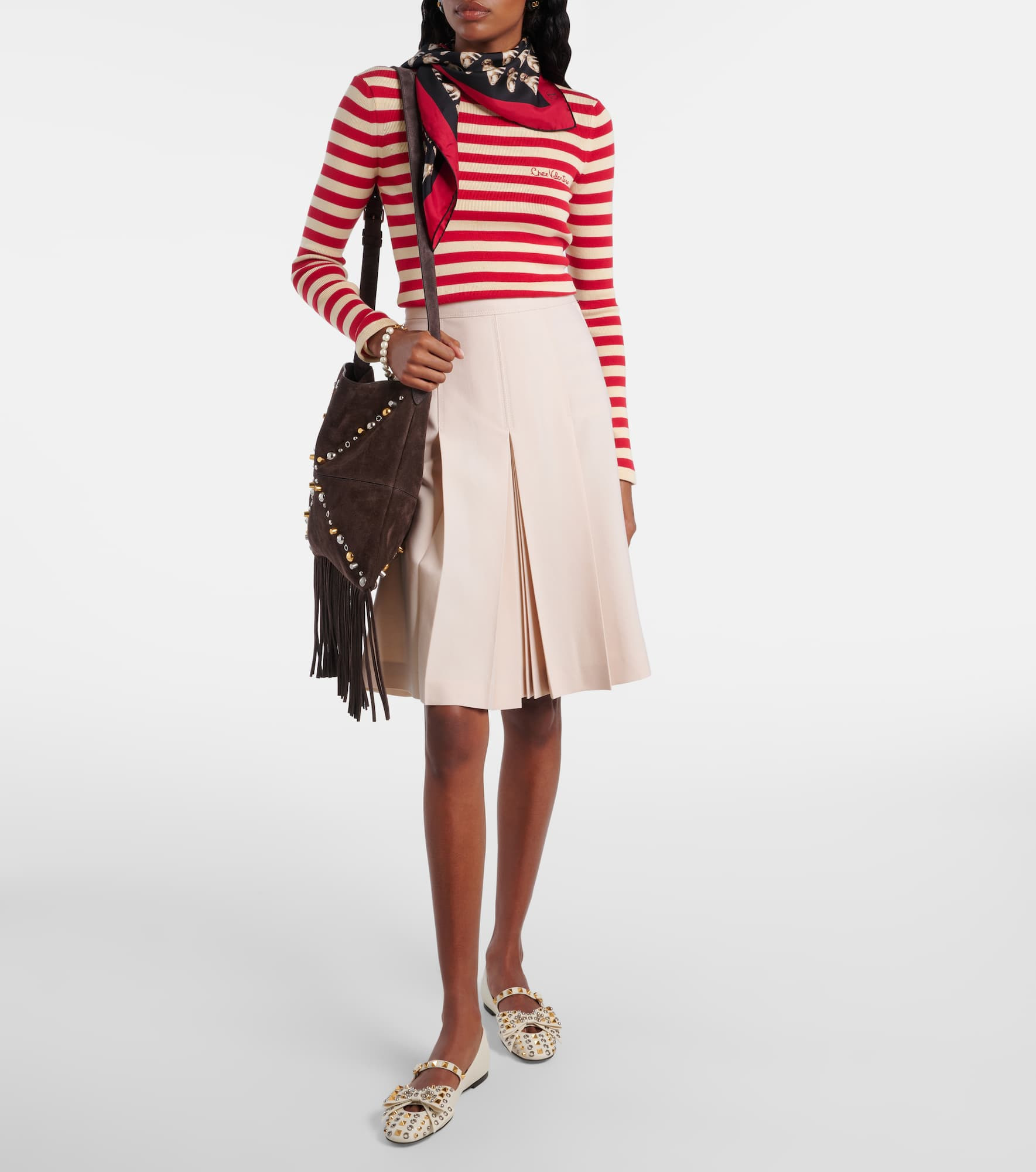 Nellcôte embellished suede shoulder bag - 5