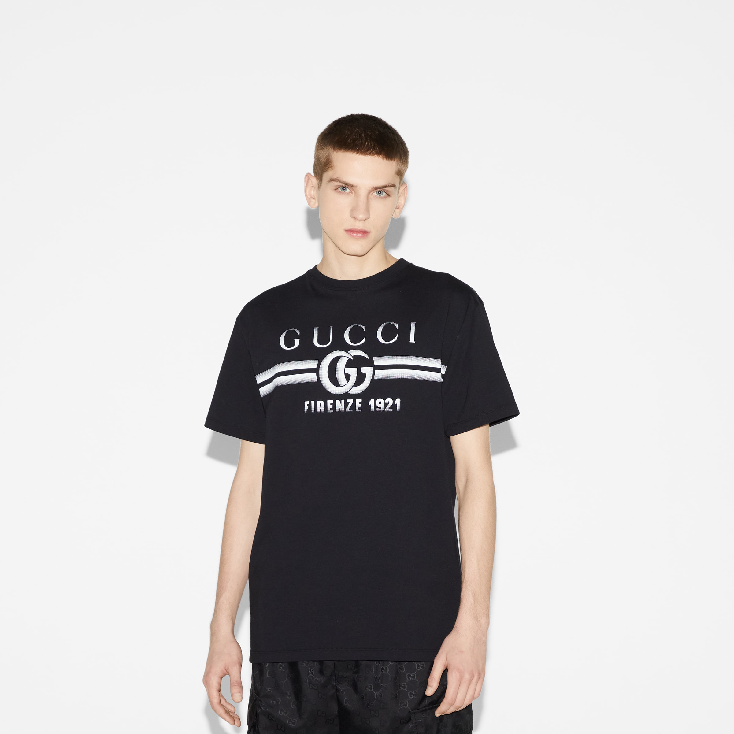 Cotton jersey T-shirt with Gucci print - 3
