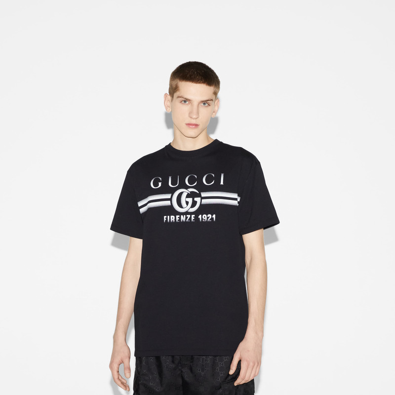 Cotton jersey T-shirt with Gucci print 3