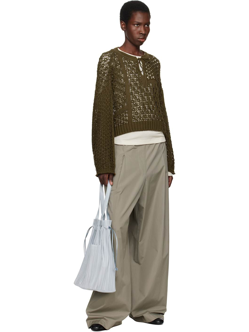 Gray Pleats Tote - 4