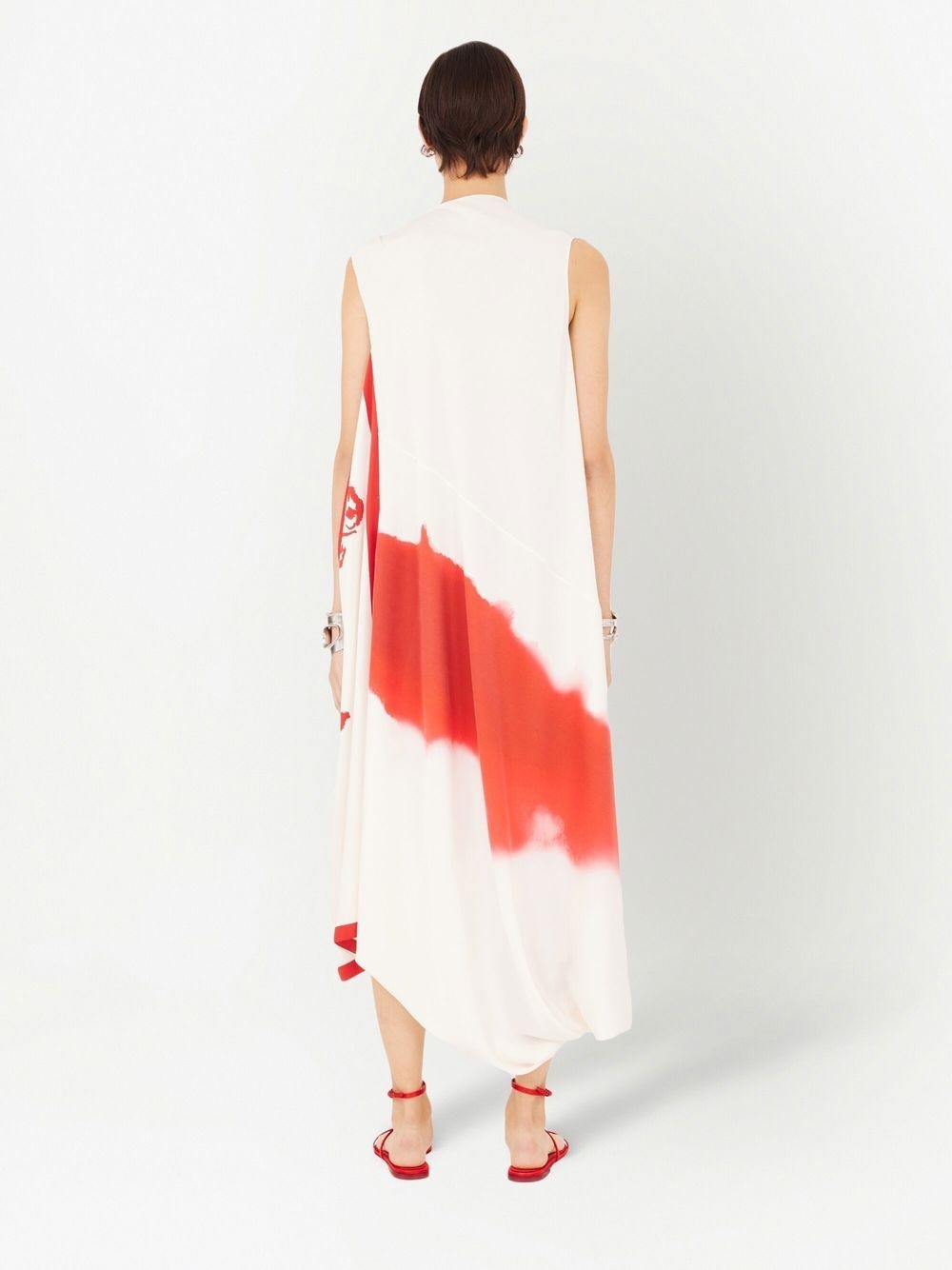 printed draped midi dress - 4