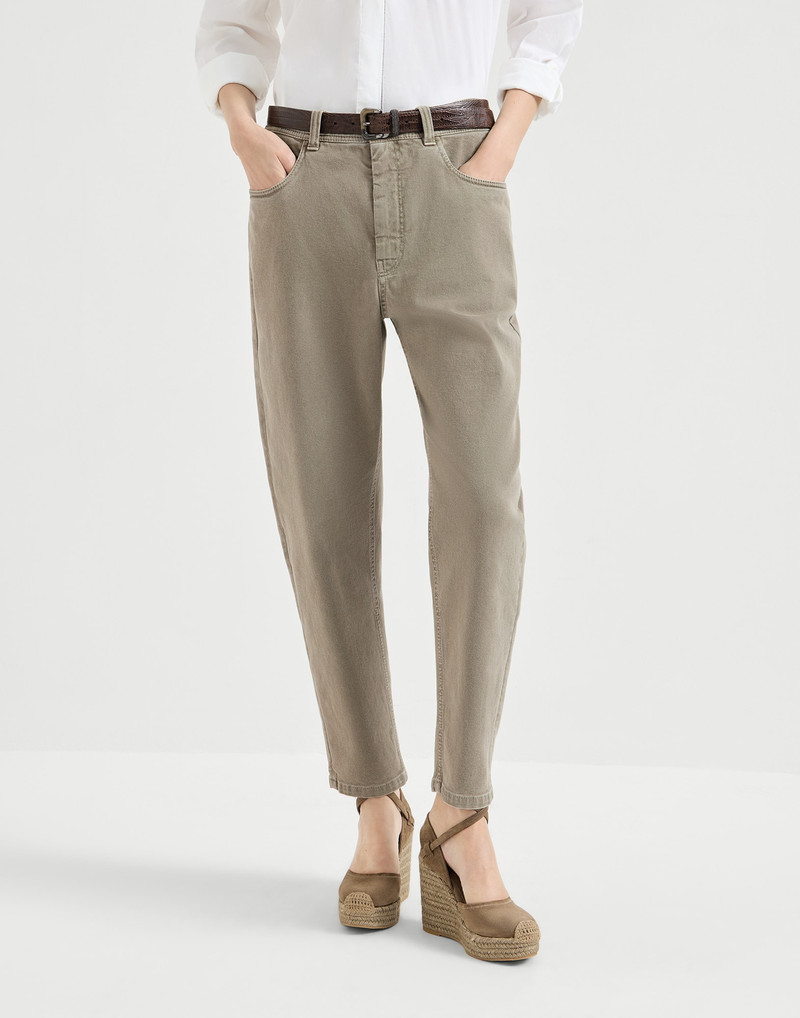 Dyed comfort denim baggy tapered trousers 2