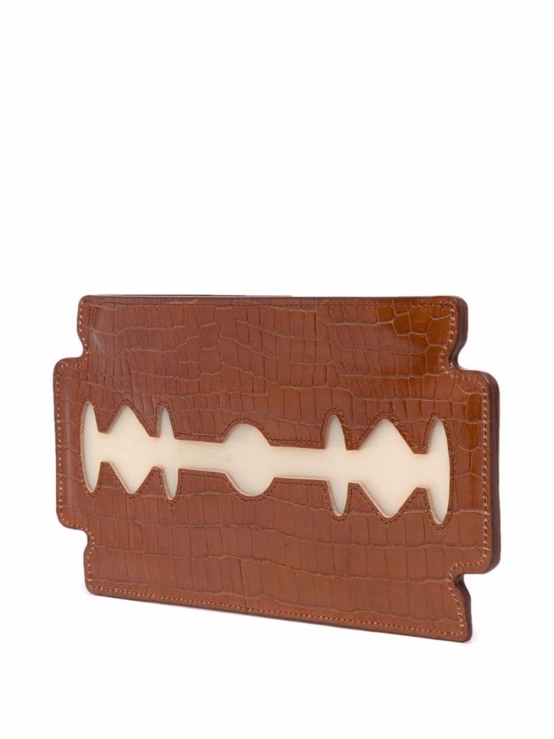 Blade crocodile-effect clutch bag - 3