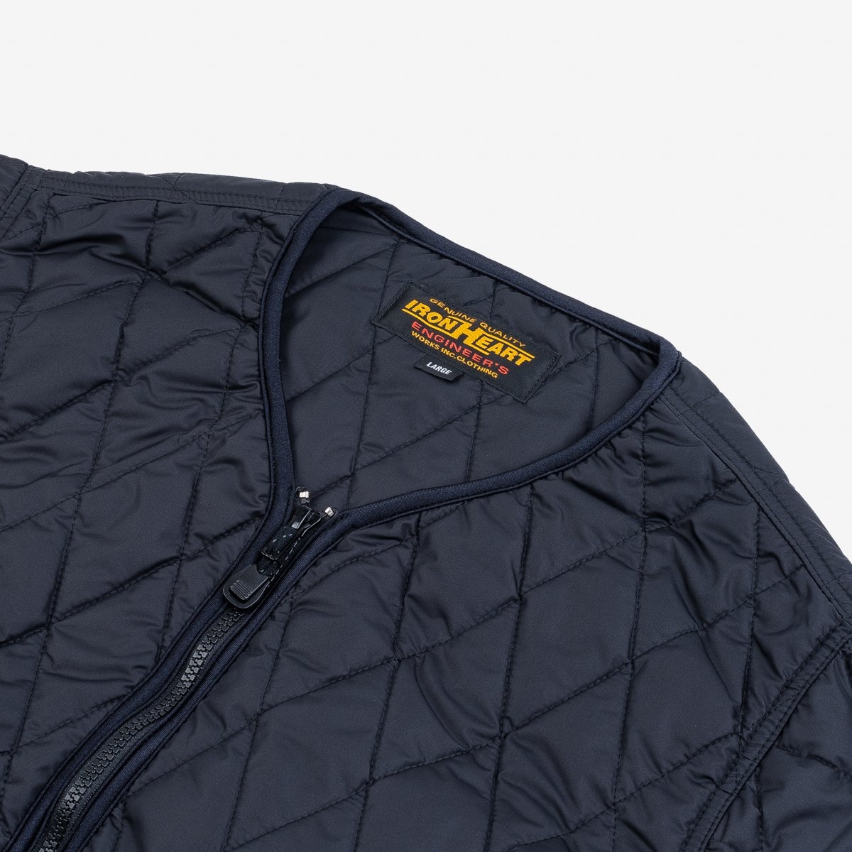 IHJ-118-BLK Collarless Lightweight Quilted Jacket - Black - 6
