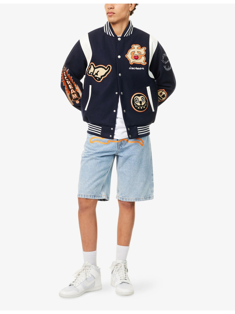 ICECREAM Running Dog Regular-Fit Faded Denim Shorts outlook