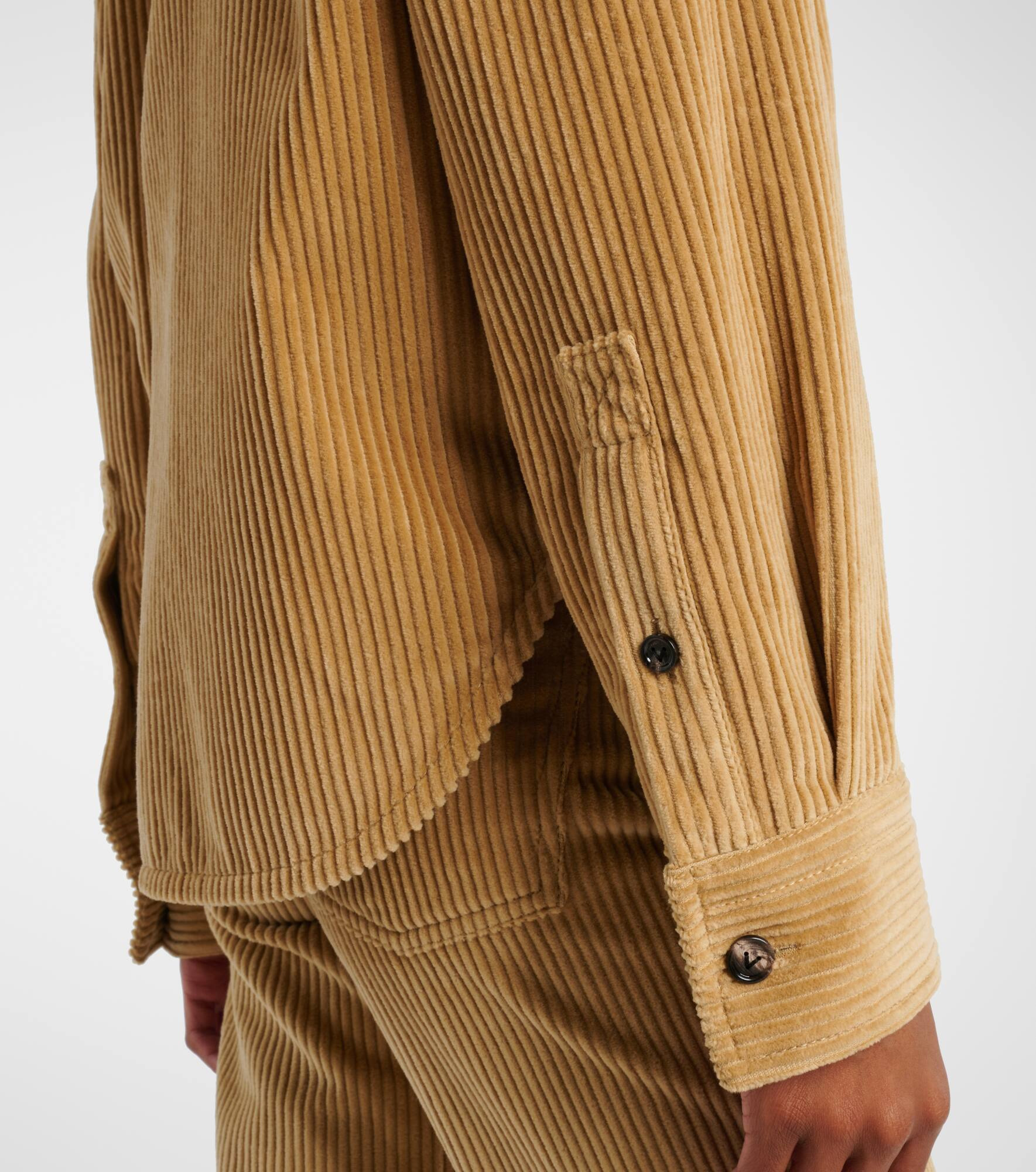 Leather-trimmed cotton corduroy shirt - 5