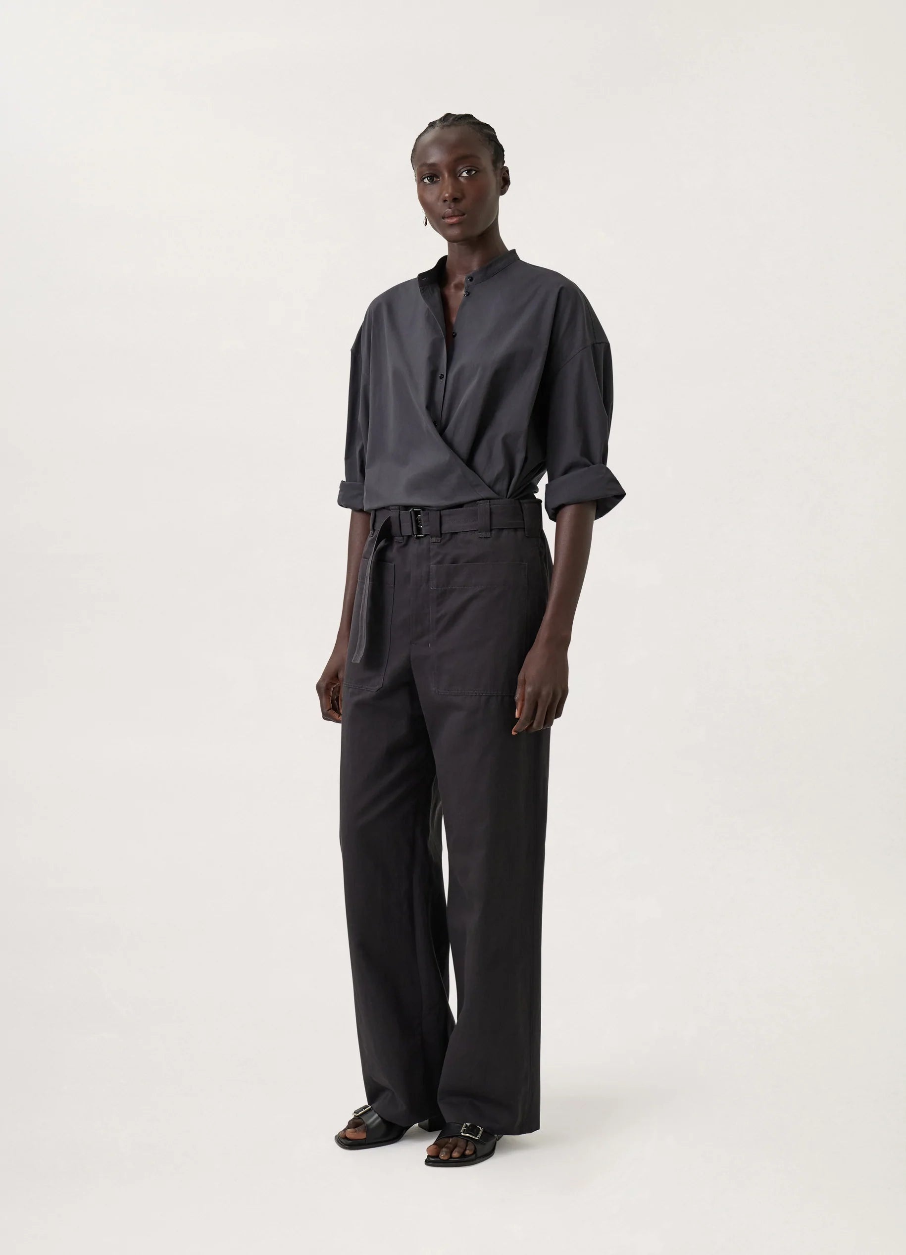 Lemaire OFFICER COLLAR TWISTED SHIRT COTTON POPLIN | REVERSIBLE