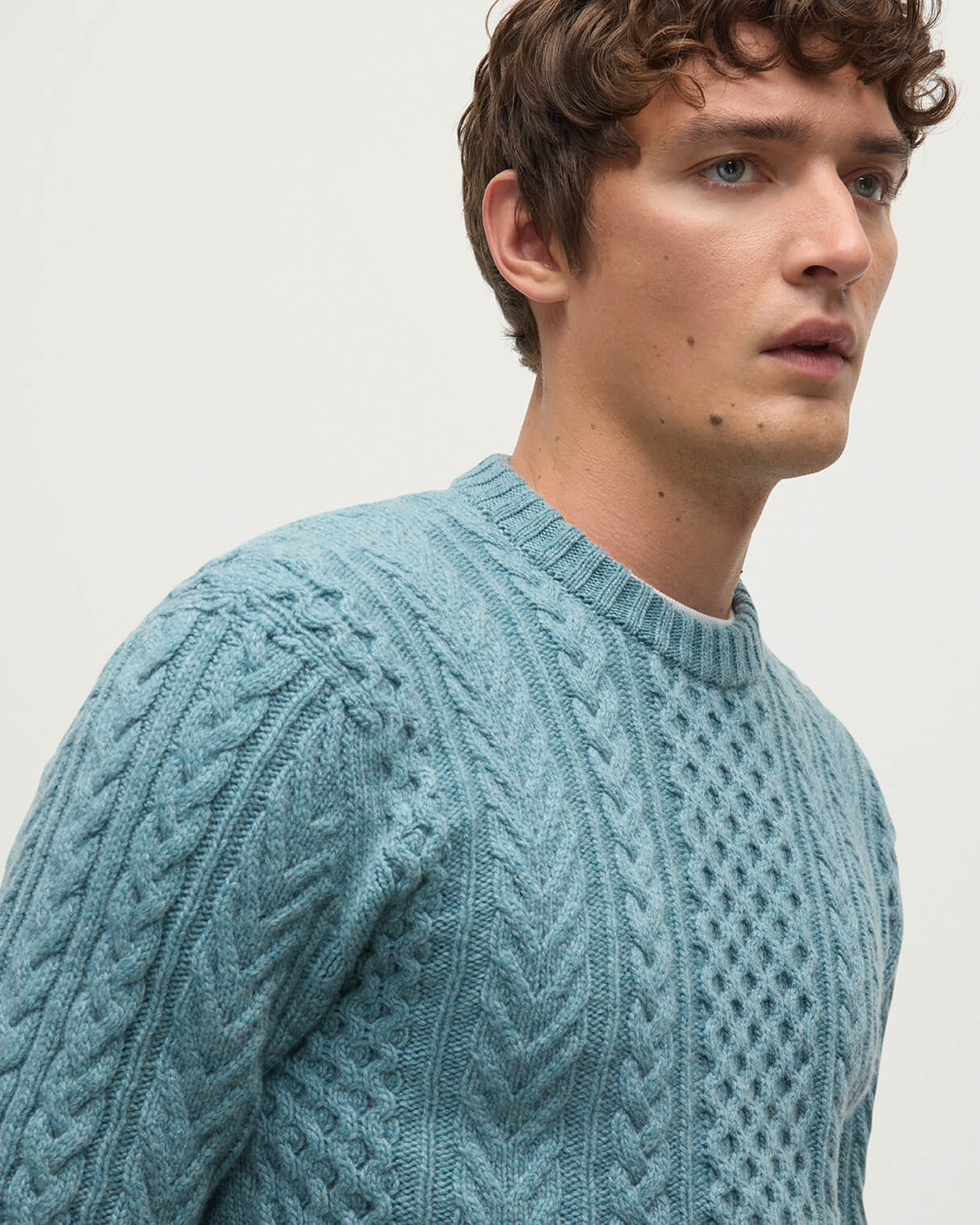 Aran Cable Green Cashmere Jumper - 5