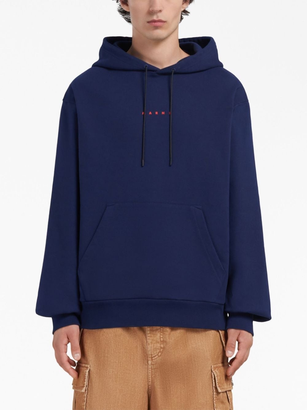 logo-print cotton hoodie - 3