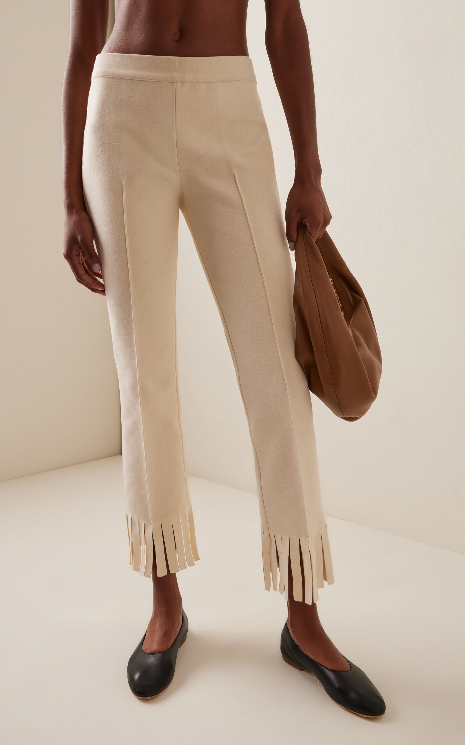 Louise Fringed Cotton-Blend Pants ivory - 4