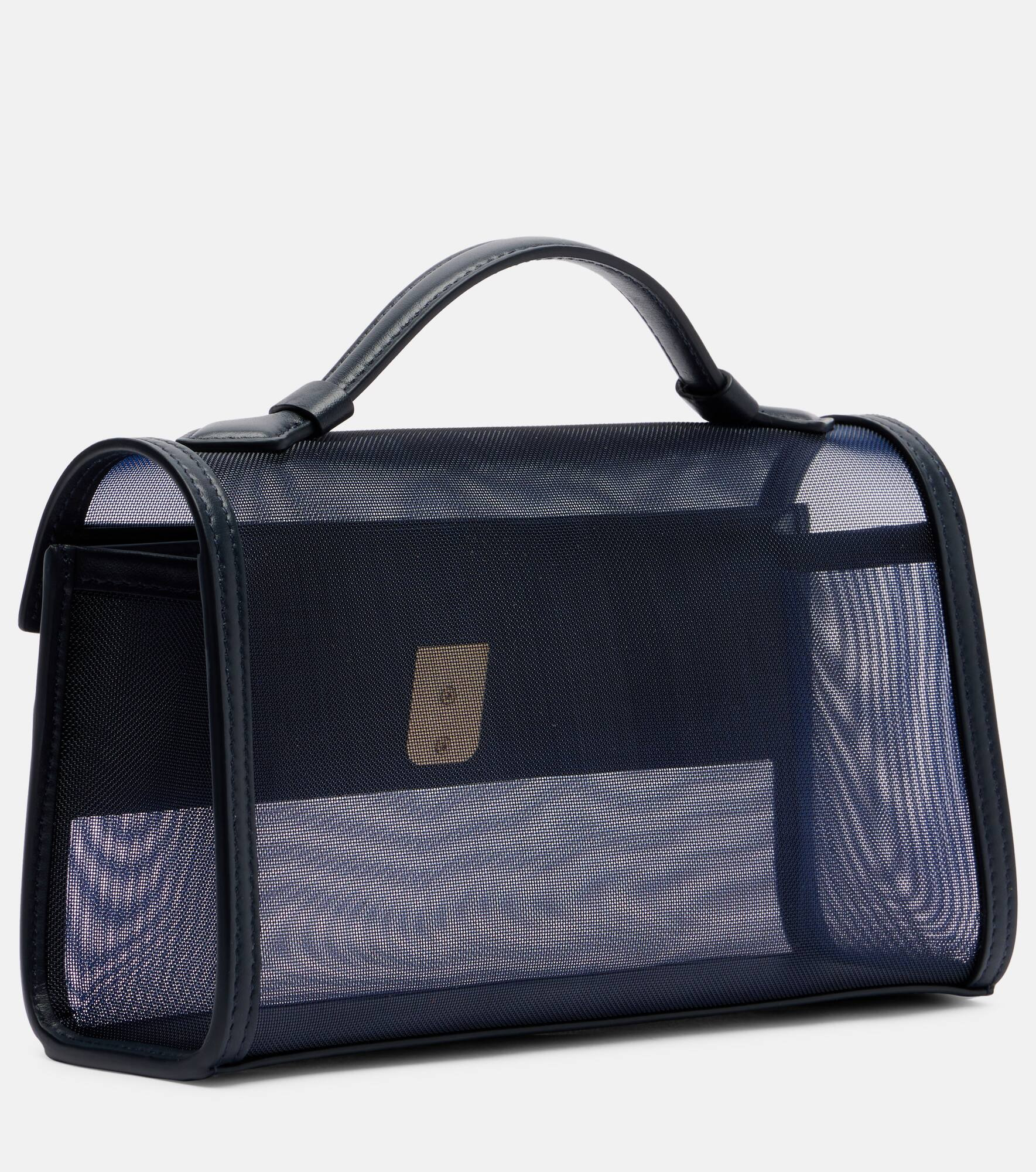 Symmetry leather-trimmed mesh tote bag - 4