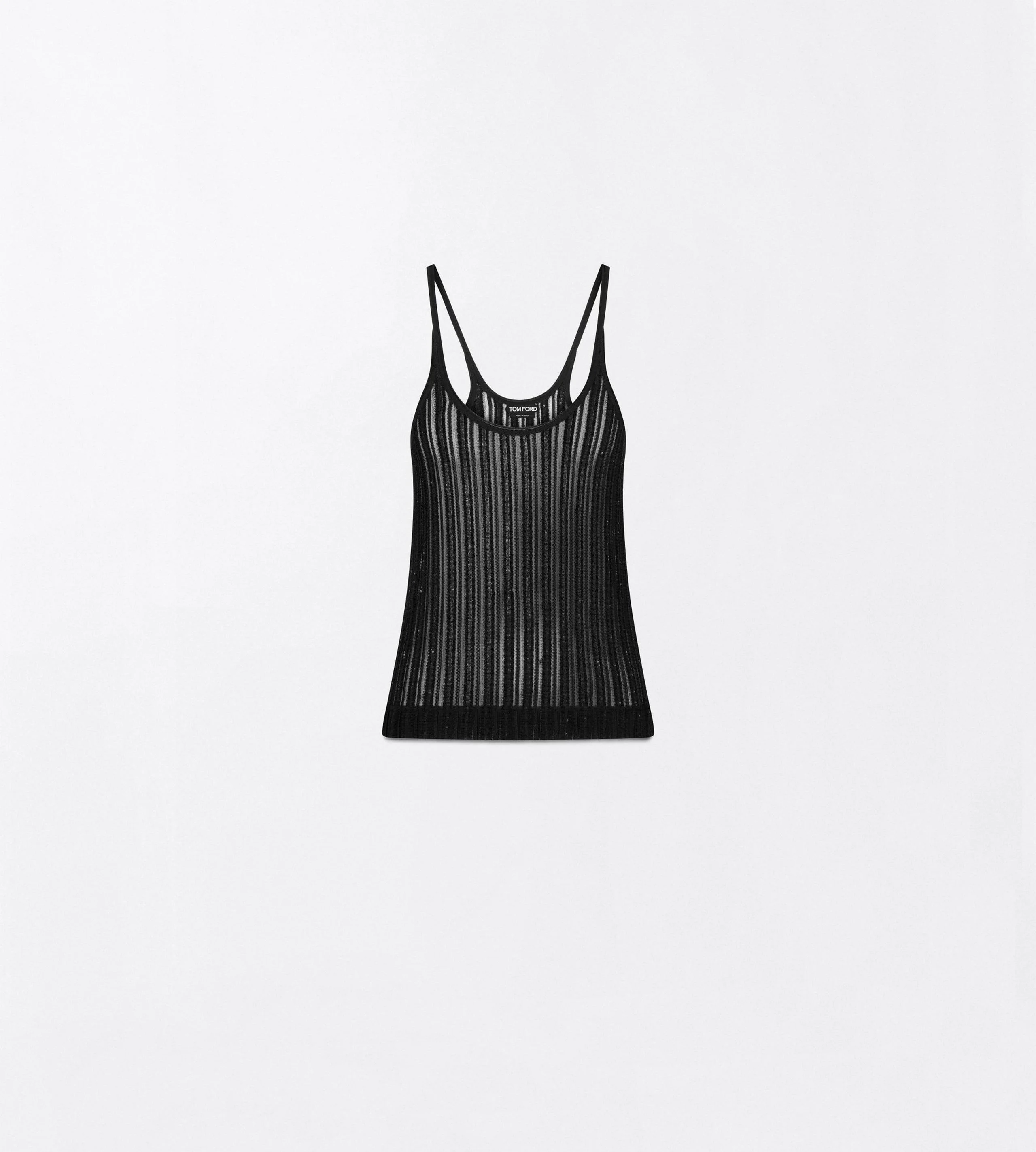 SHEER VELVET TEXTURED STRIPE WITH MICRO SEQUINS RELAXED EVENING TANK - 1