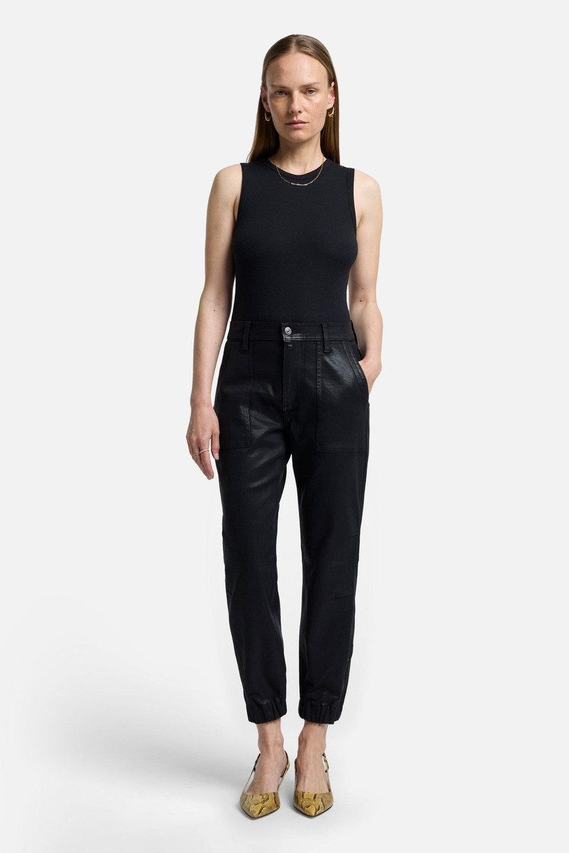 Darted Boyfriend Jogger In Coated Black 1
