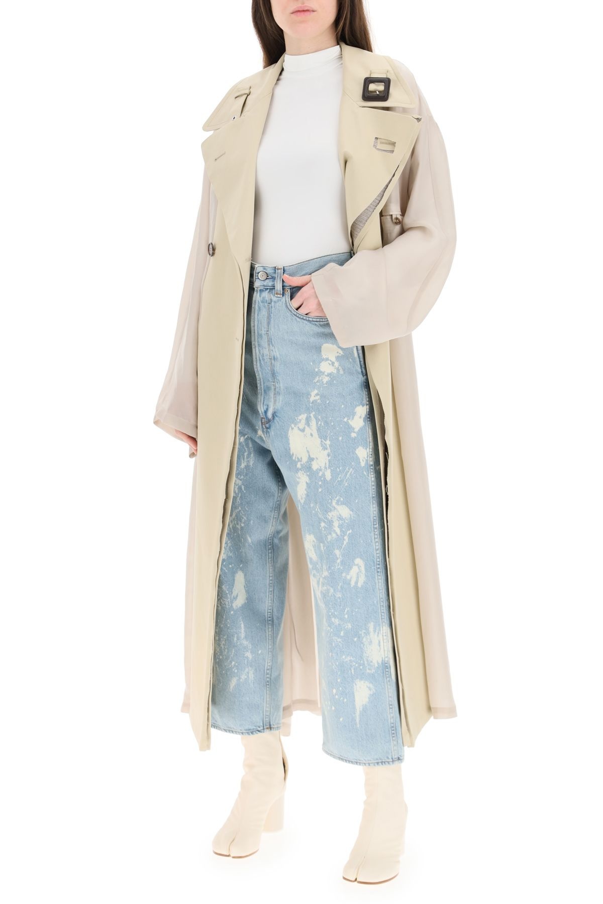 BI-MATERIAL TRENCH COAT - 2