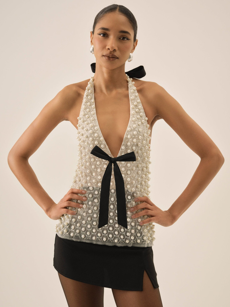 Pearly Bow Halter Top 4